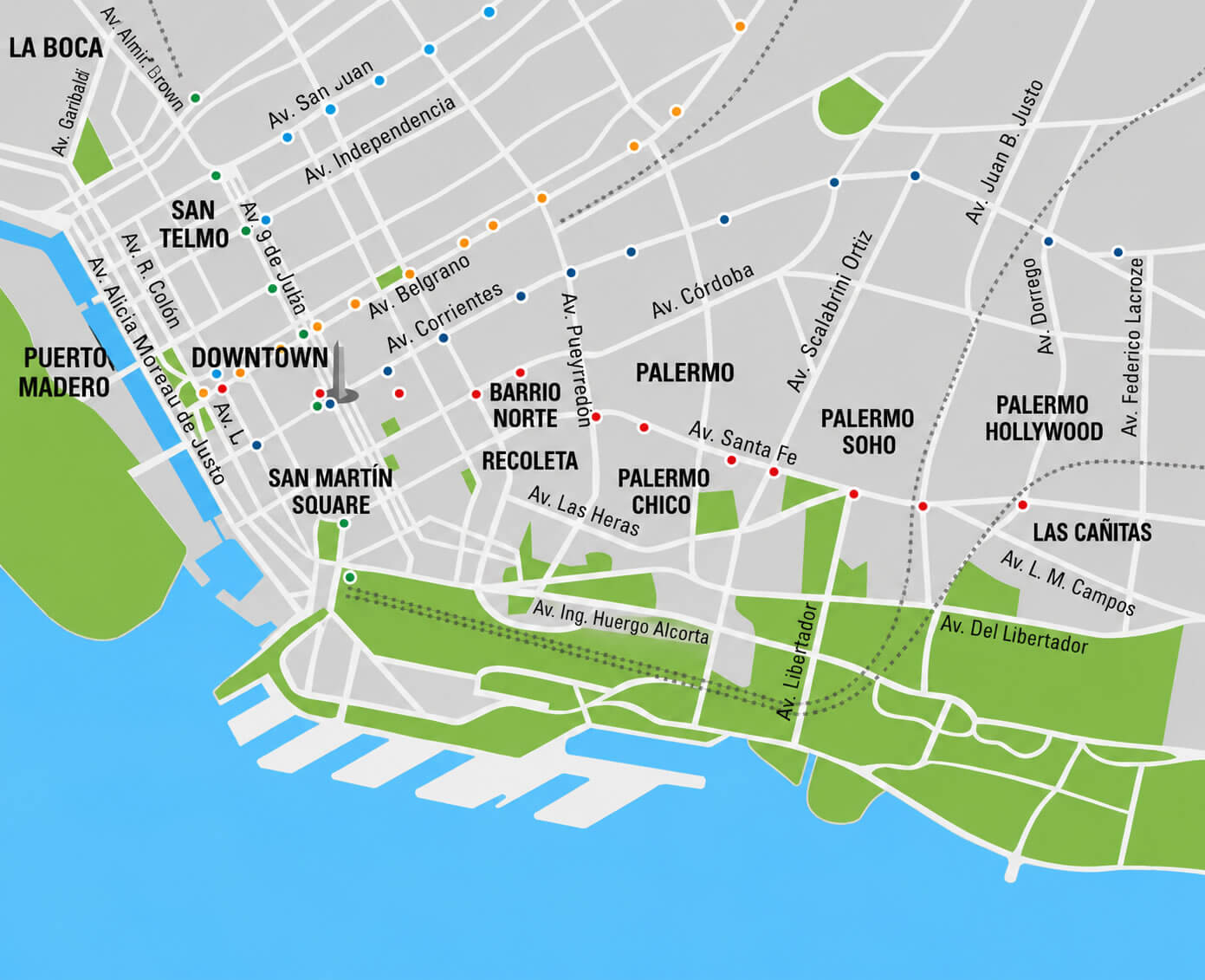 Buenos Aires city center guide map