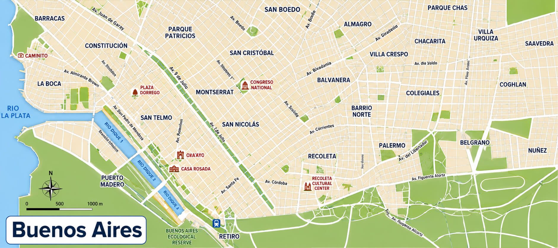 Buenos Aires city center map