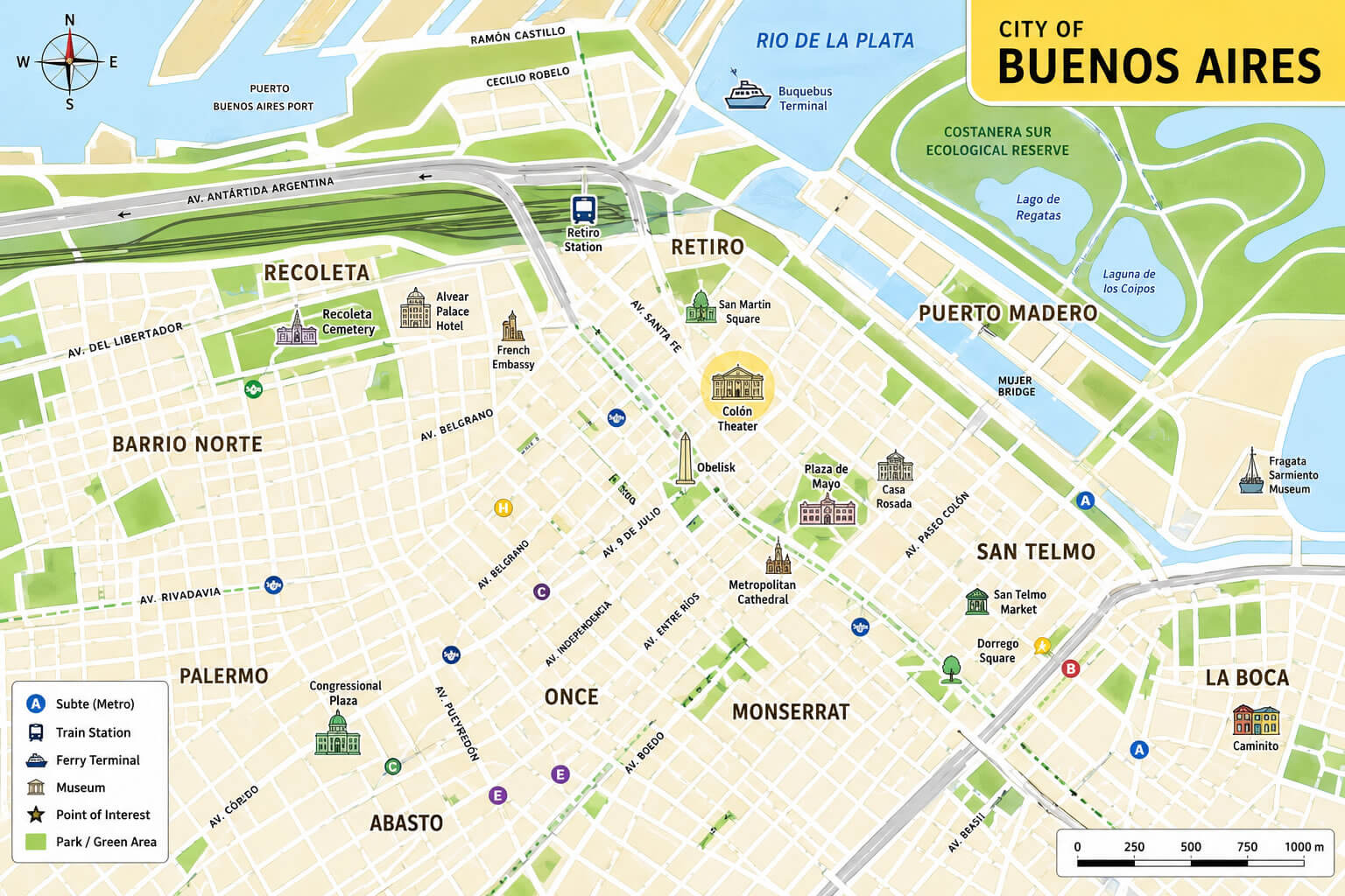 Buenos Aires downtown map