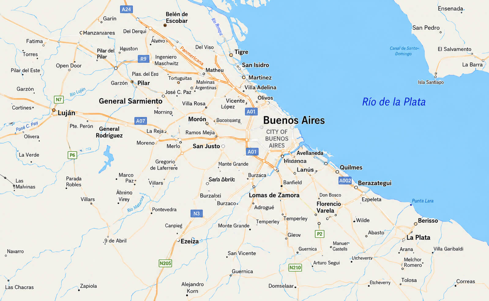 Buenos Aires surrounding area map