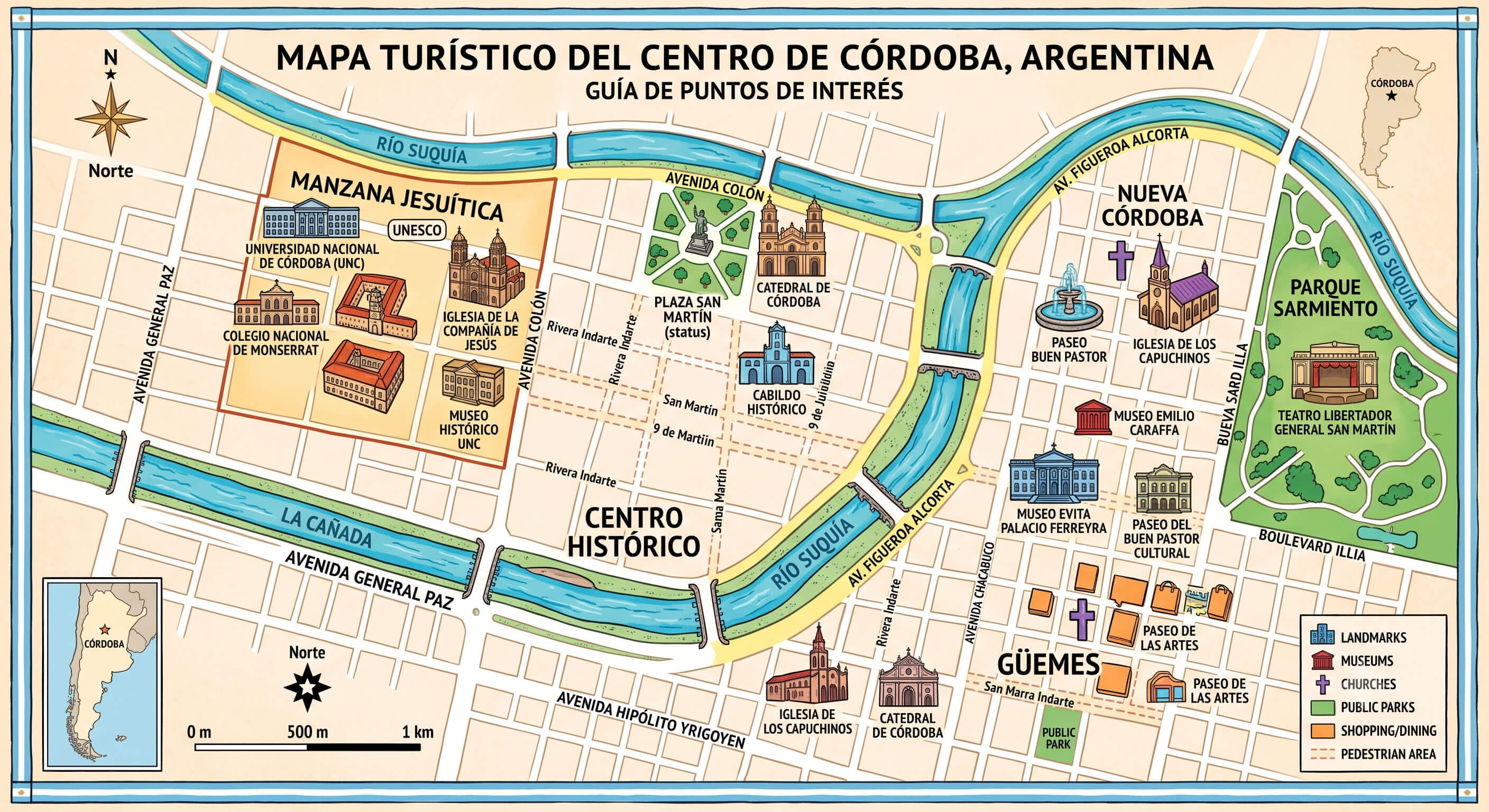 Cordoba Argentina tourist map