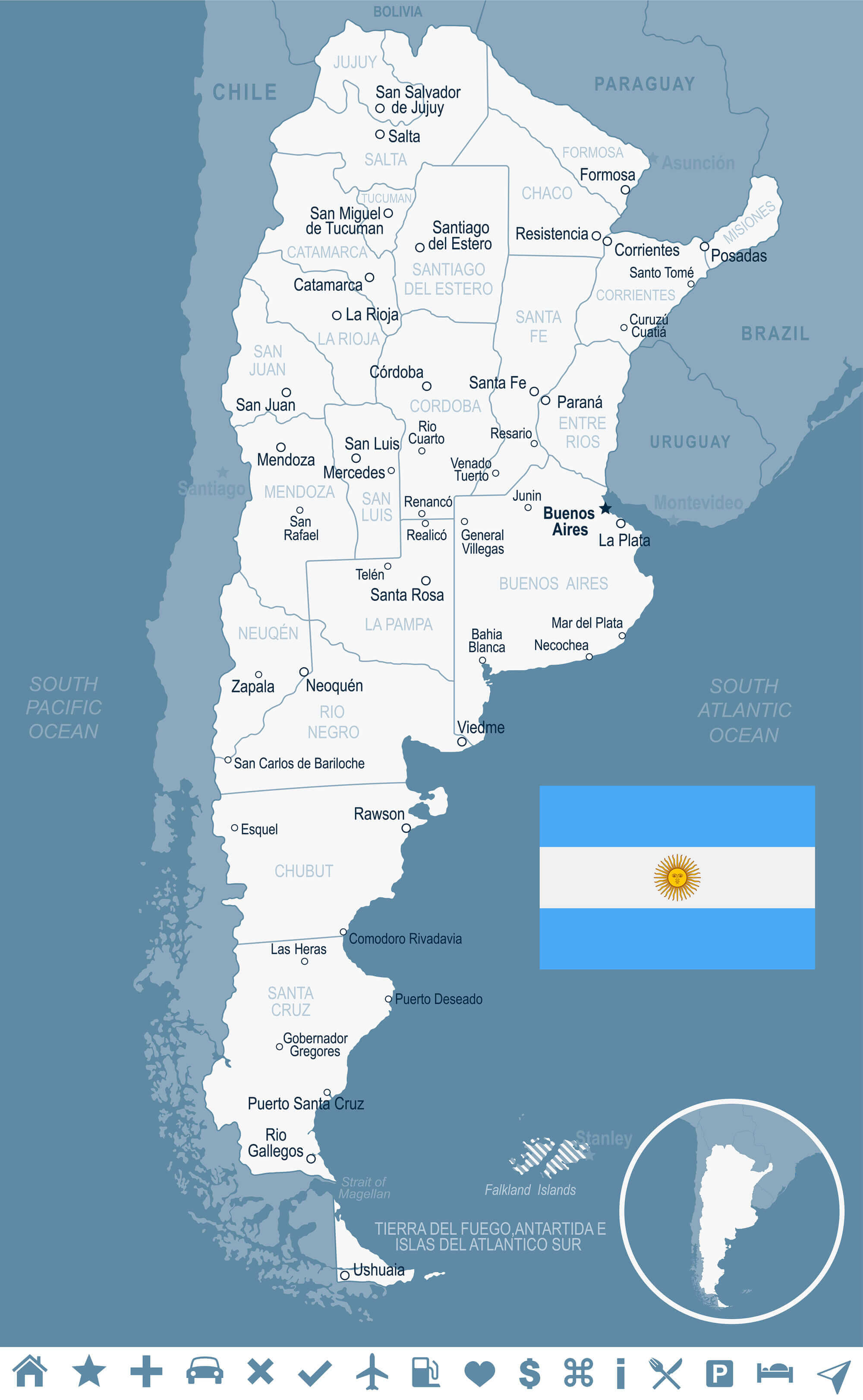 Argentina map with flag