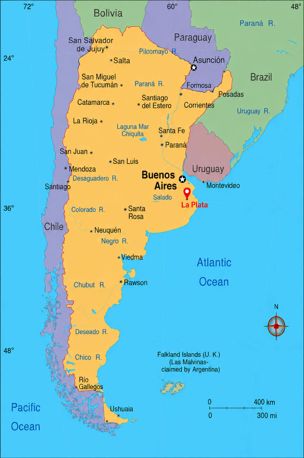 Argentina map with La Plata location