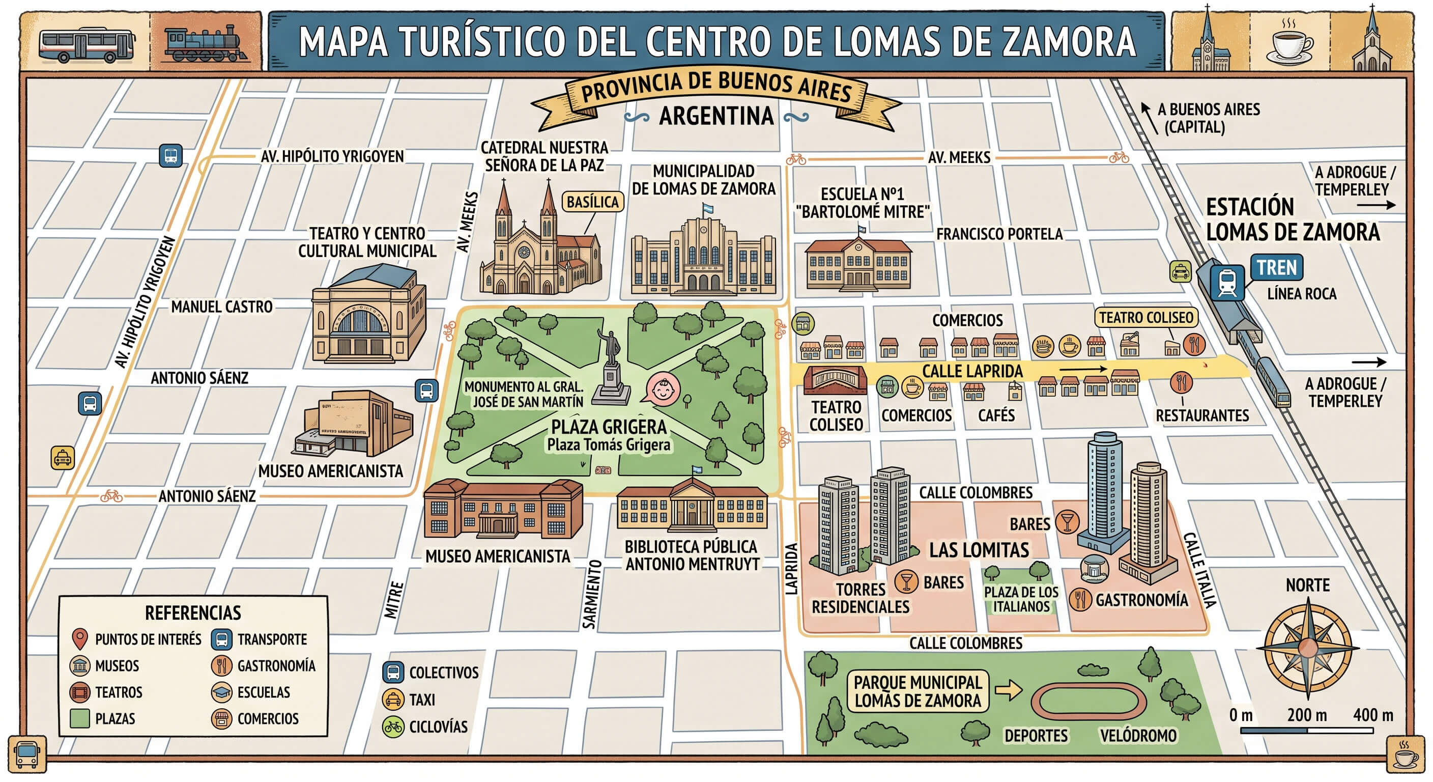 Lomas de Zamora Argentina tourist map