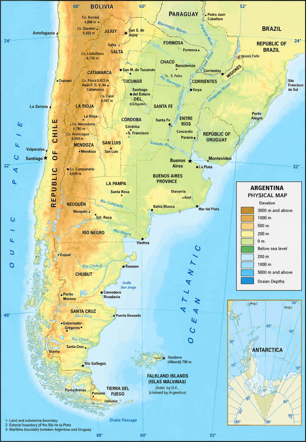 Argentina elevation map