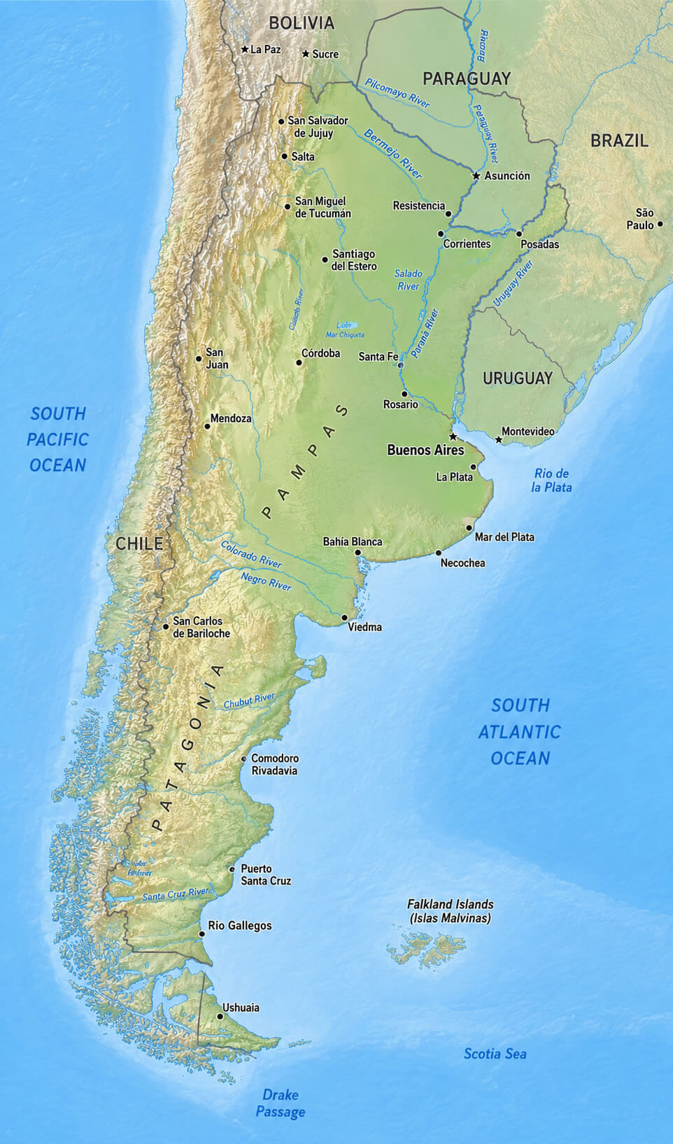 Argentina physical map