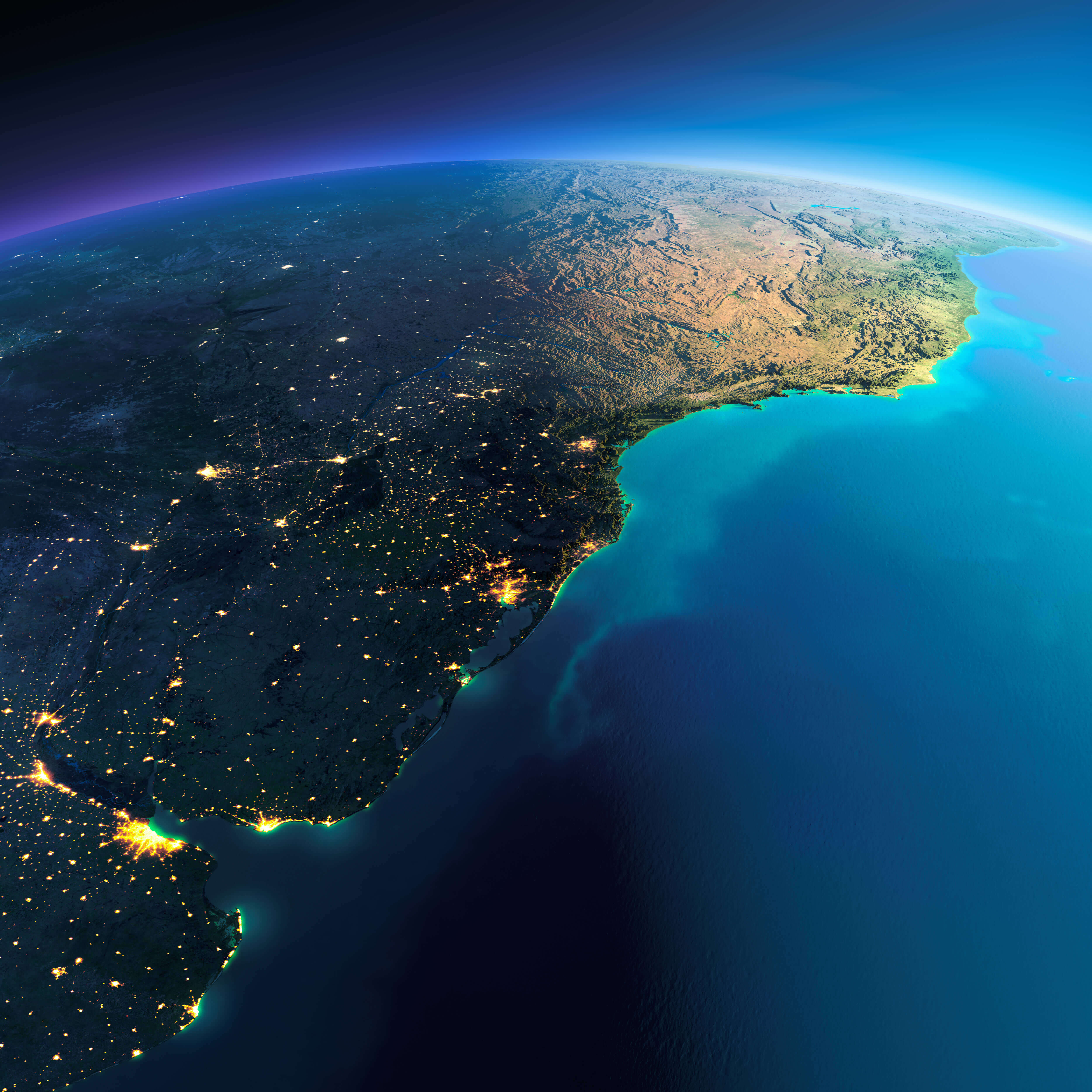 Argentina satellite map at night