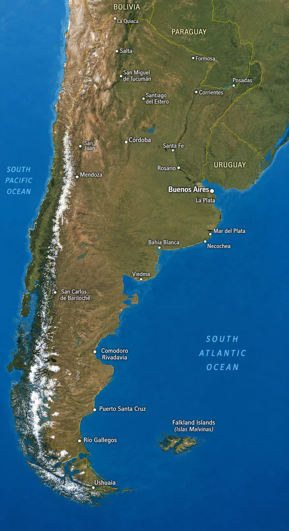 Argentina satellite map