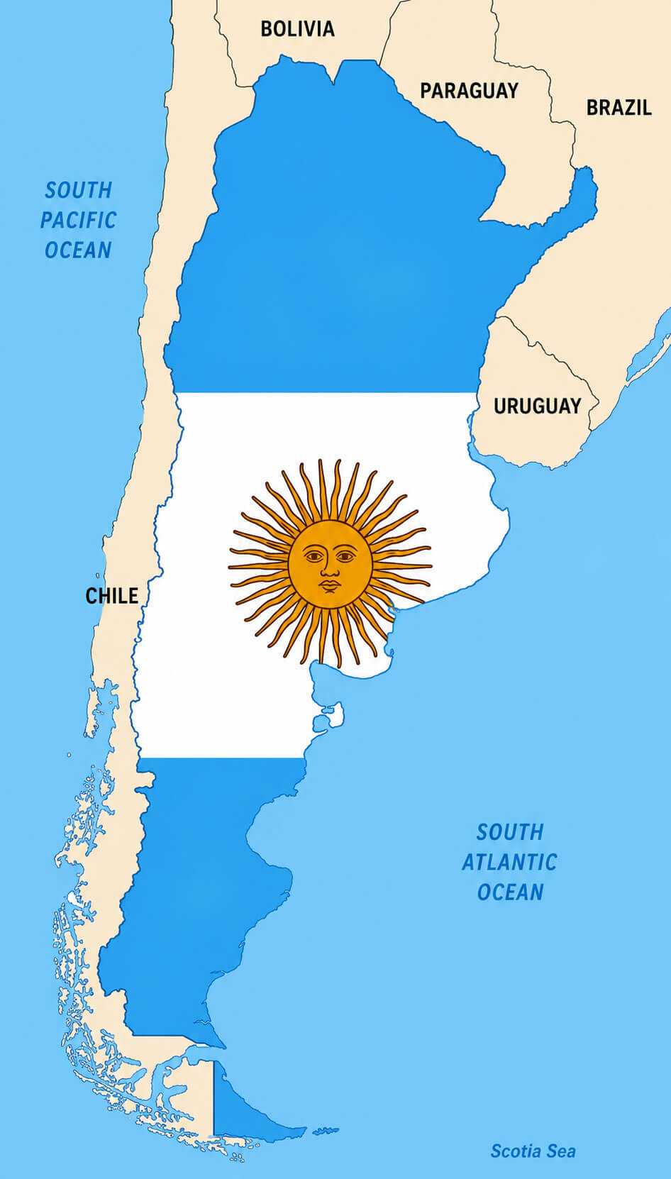 Argentina national flag map