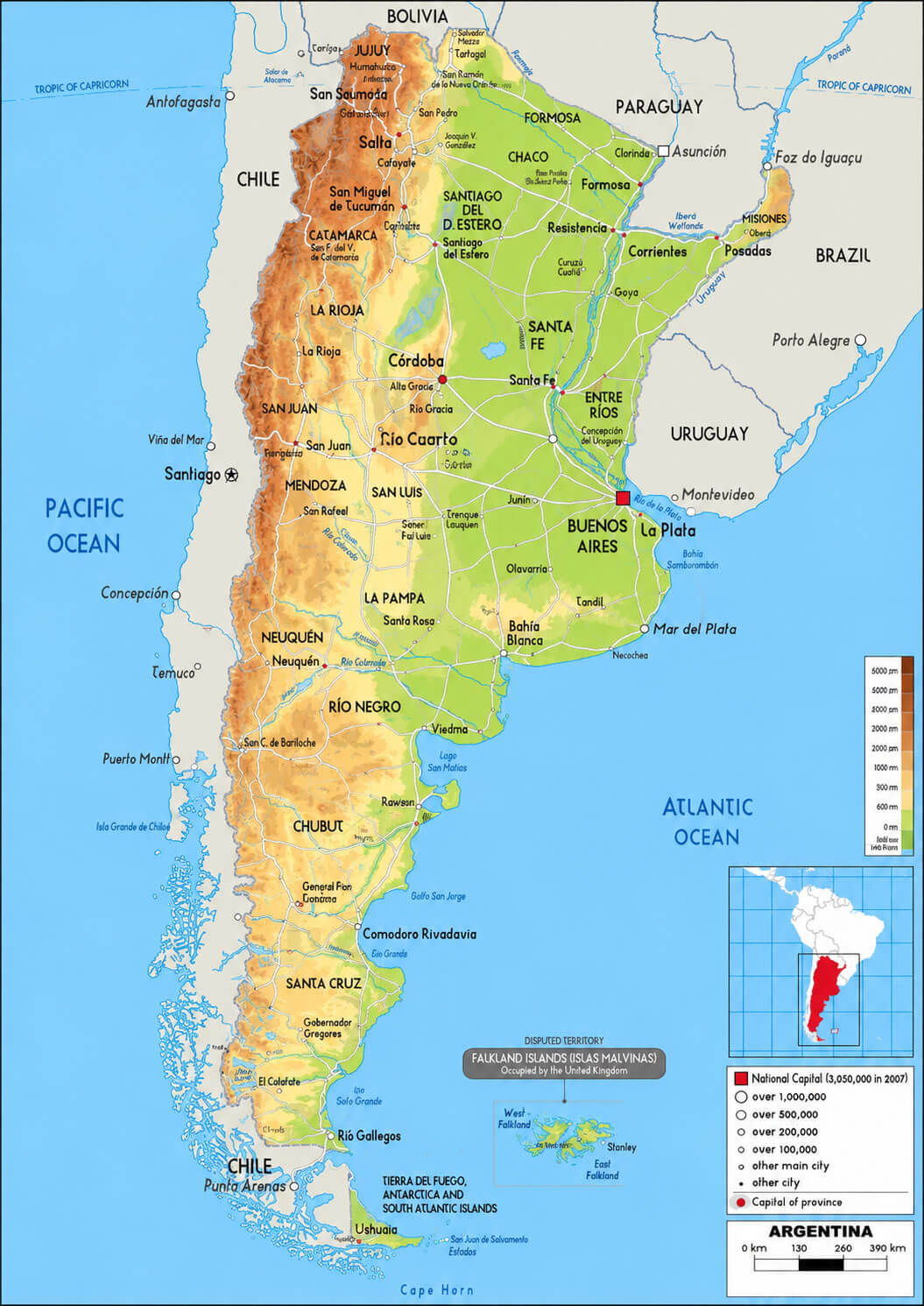 Argentina relief map
