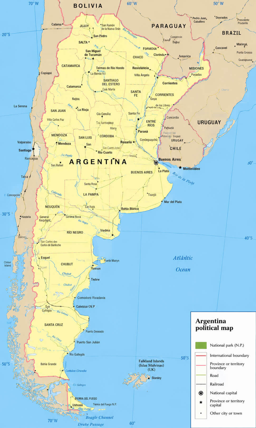 Political map of Argentina