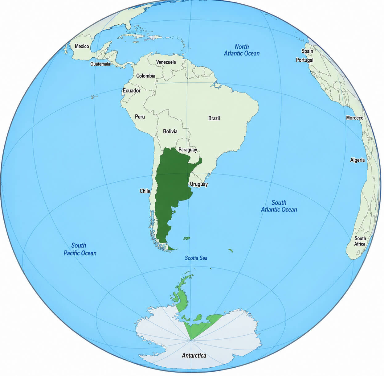 Where is located Argentina on the World map