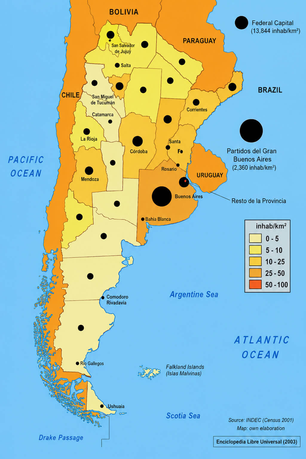Argentina population by province map