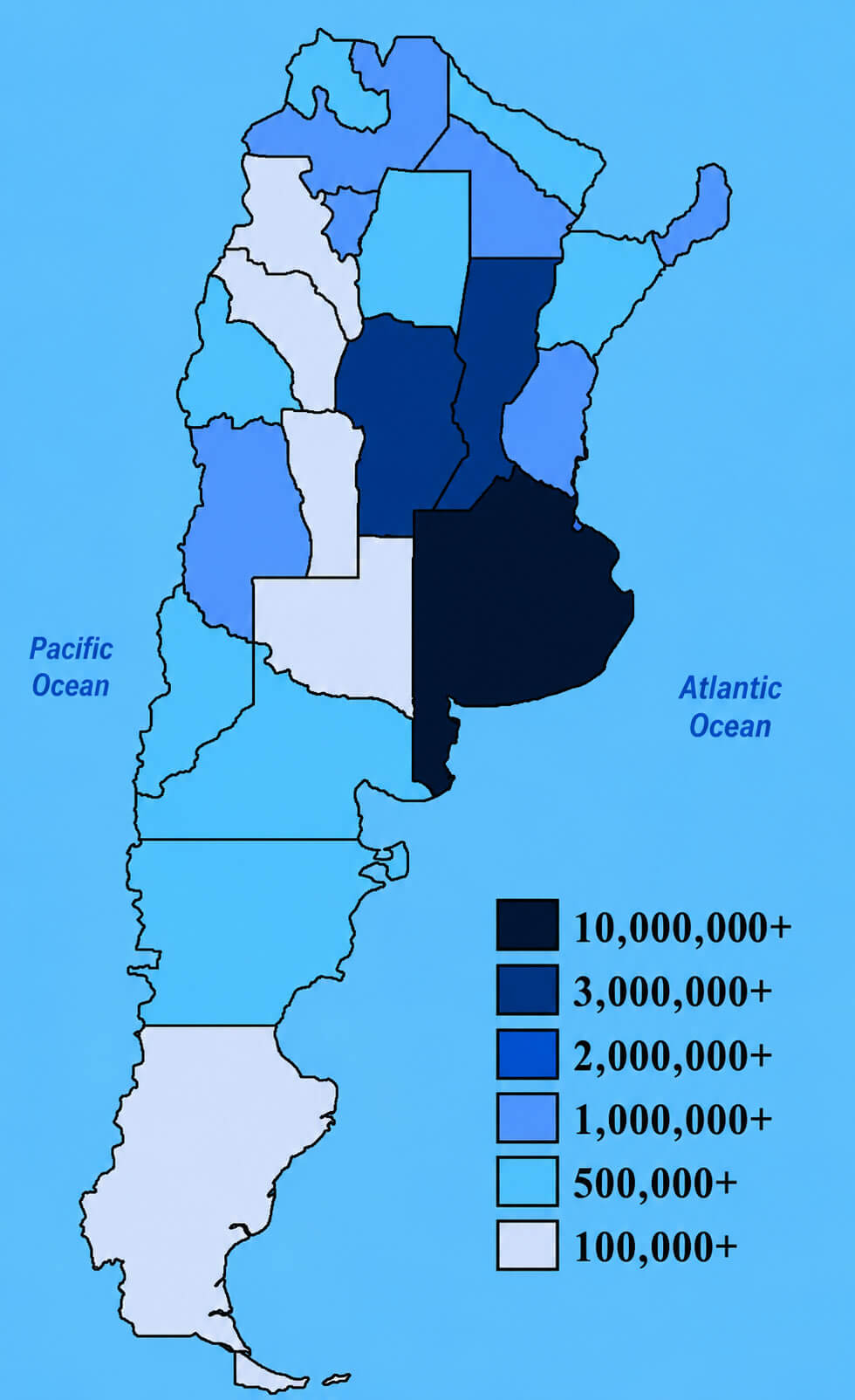 Argentina population cartogram map