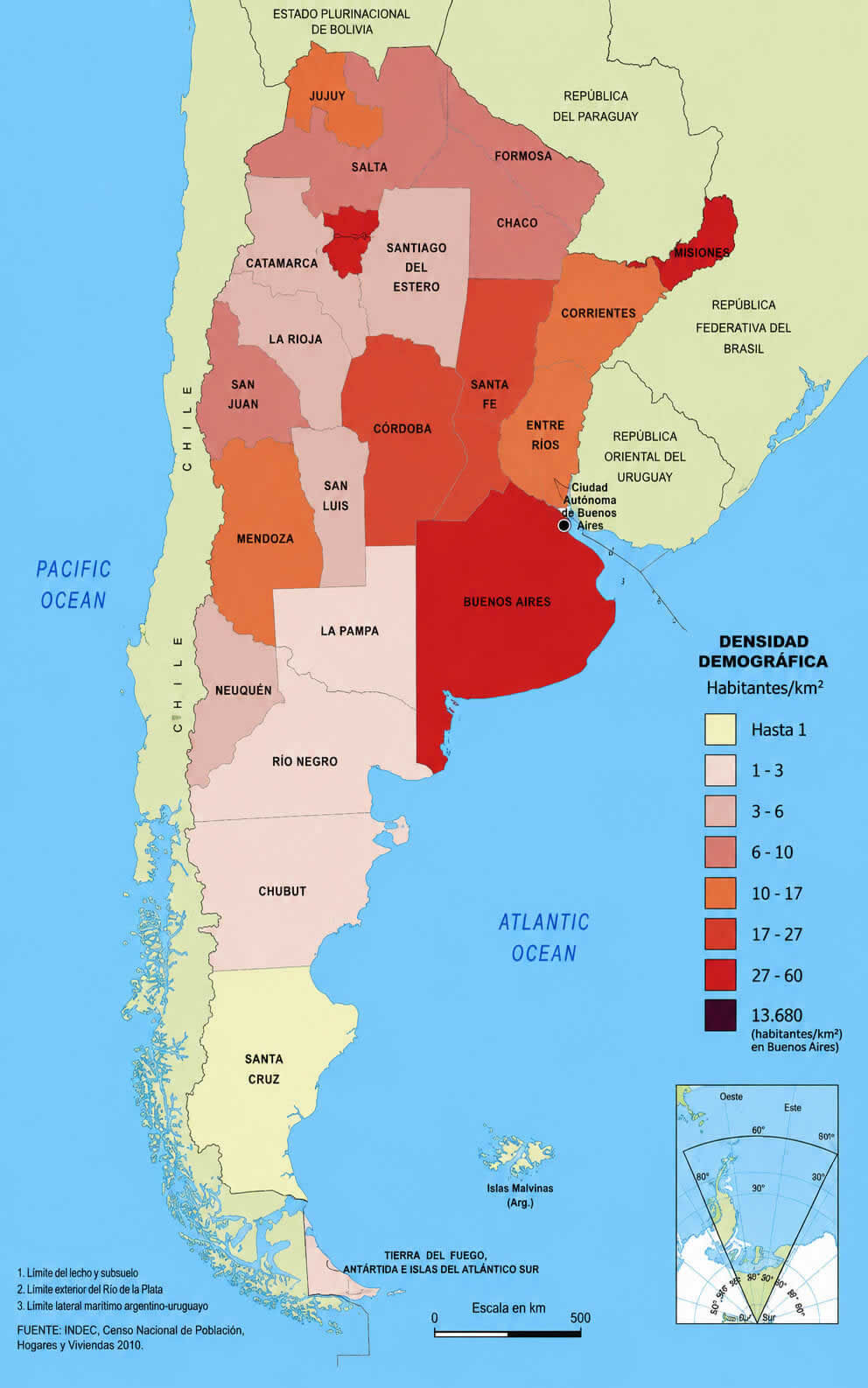 Argentina population density map in Spanish