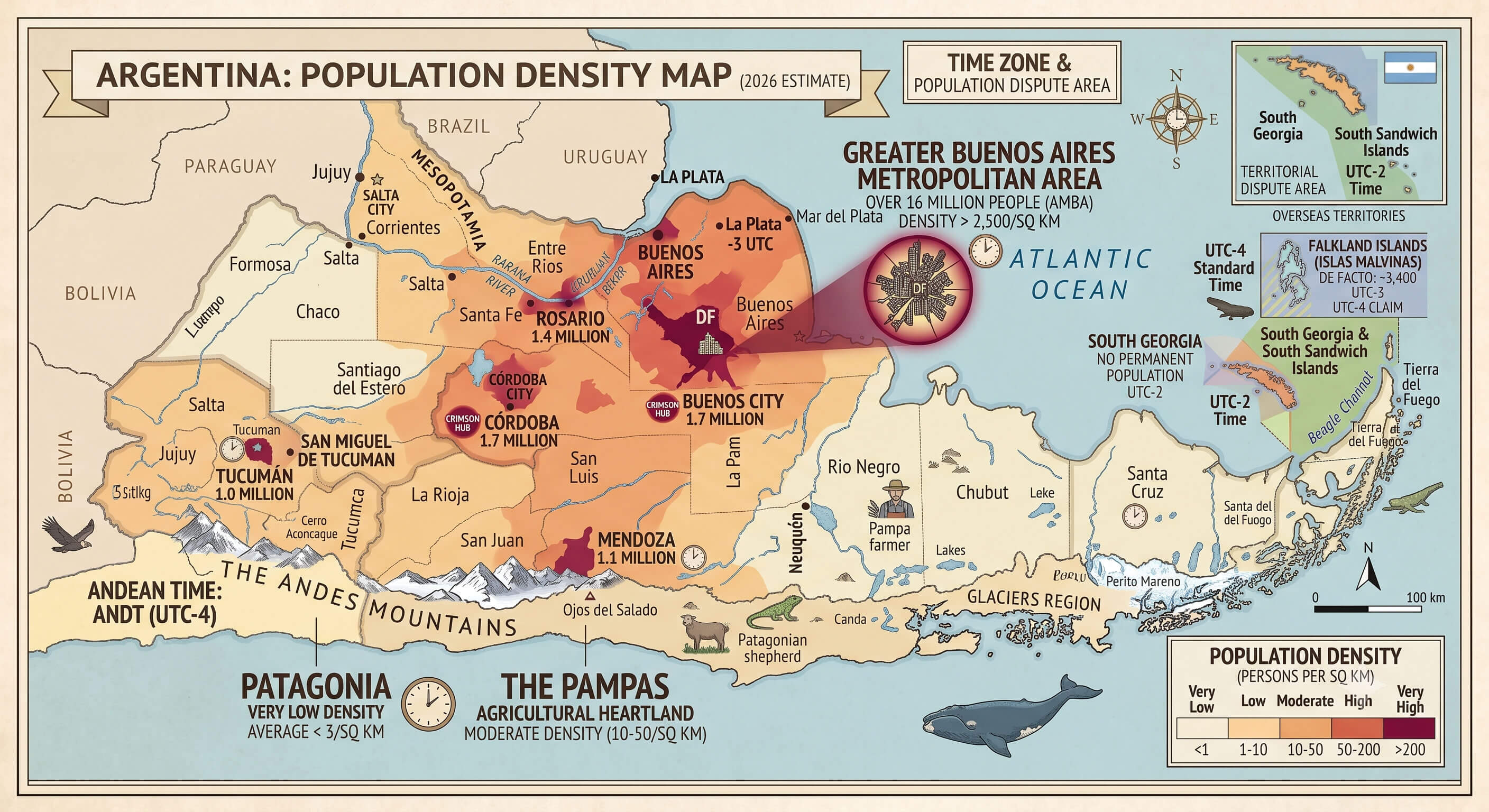 Argentina population density map