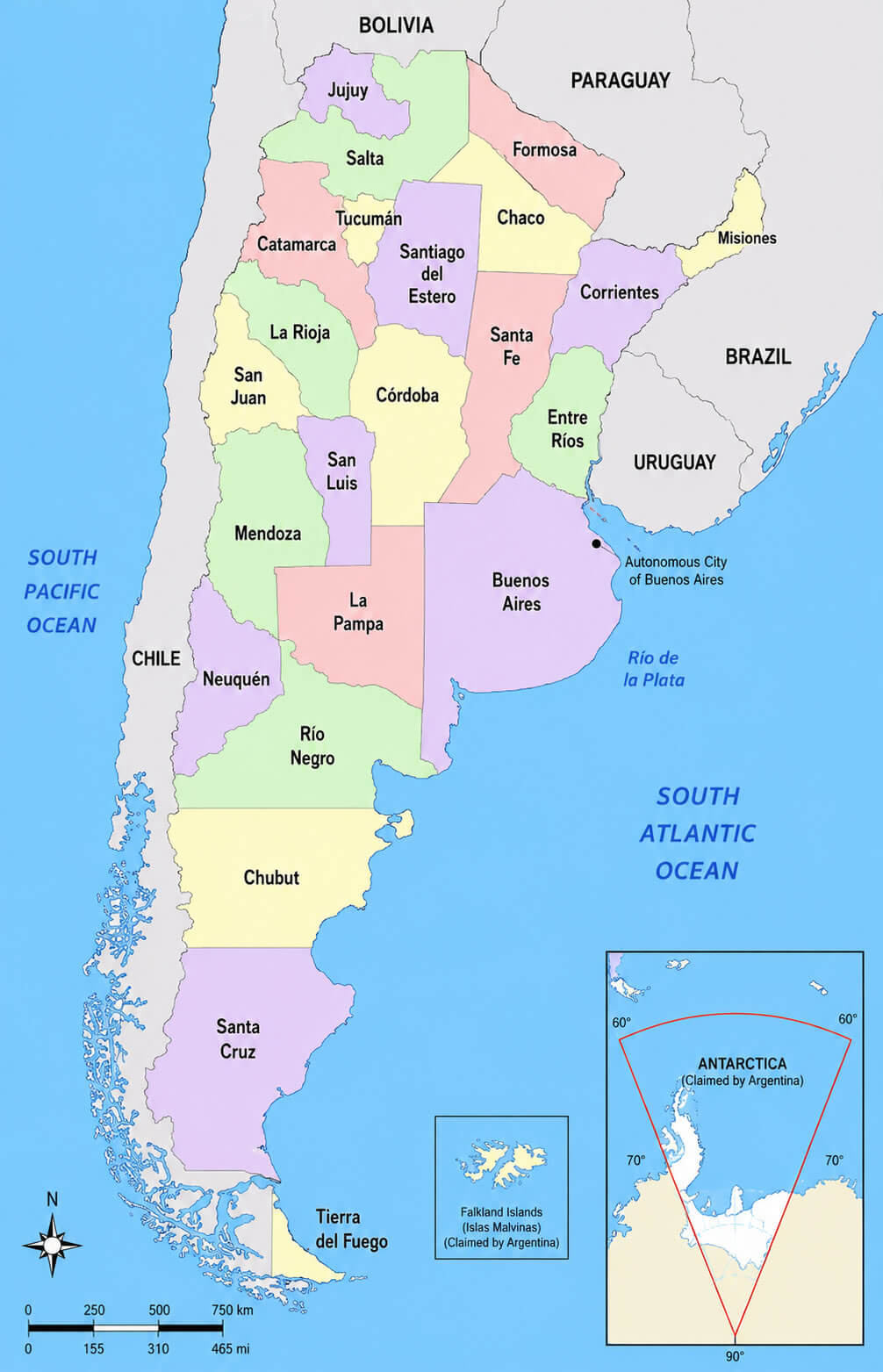 Argentina detailed provinces map