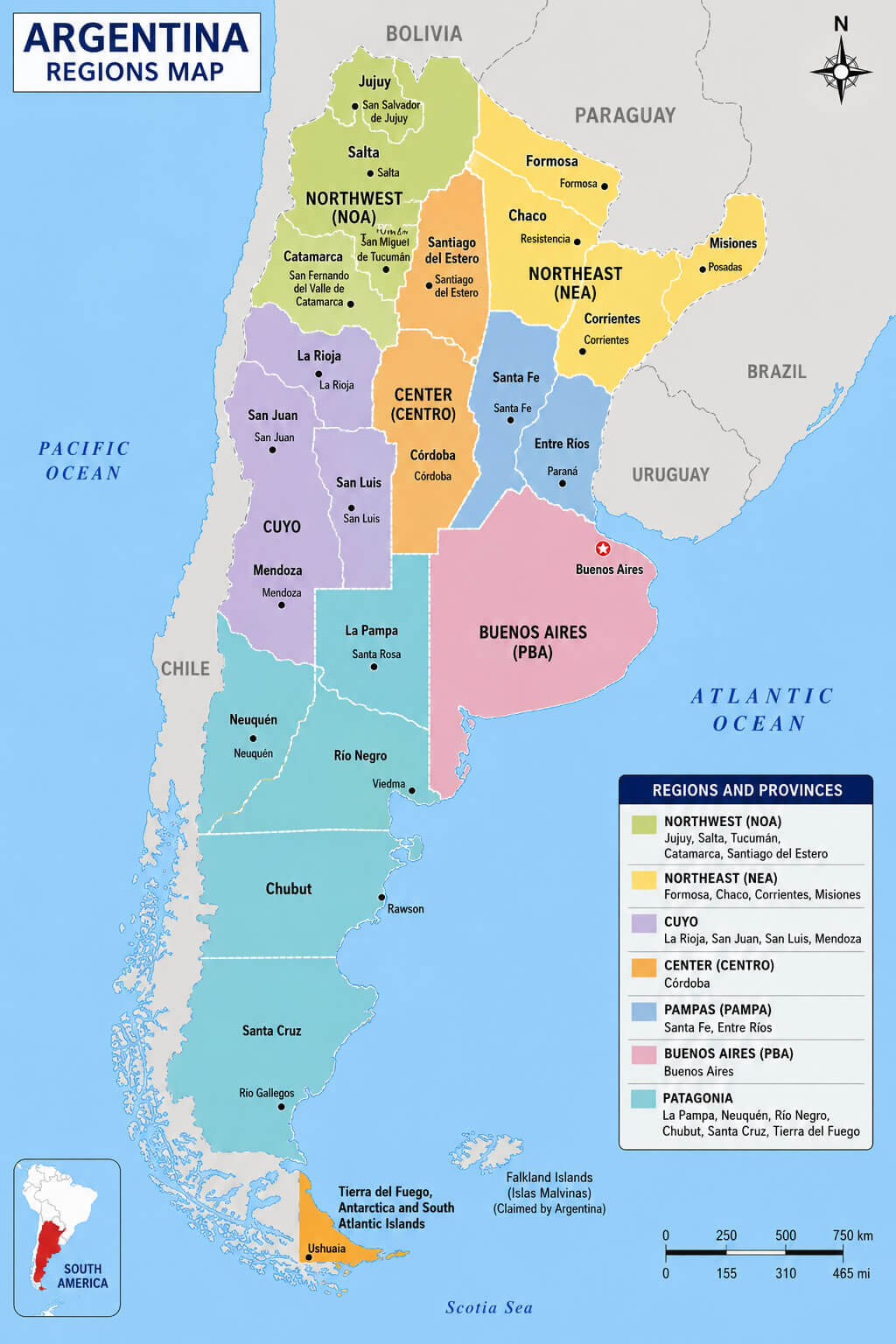 Argentina region map