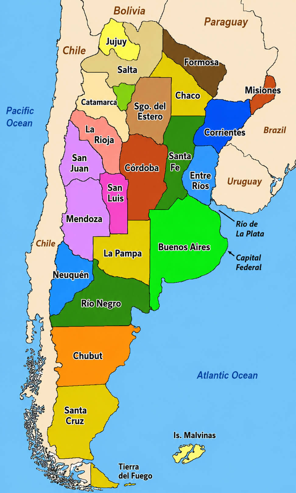 Provinces map of Argentina