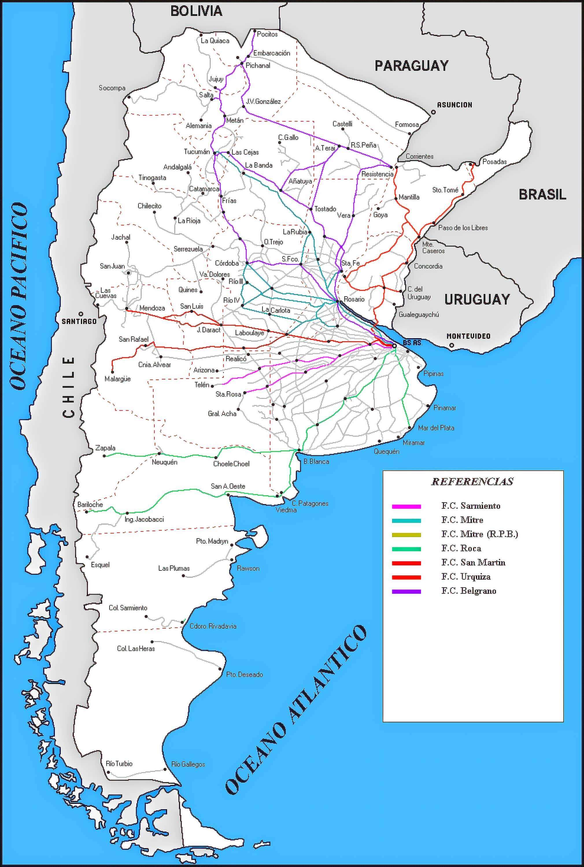 Argentina Roads Map 13 Argentina railway map
