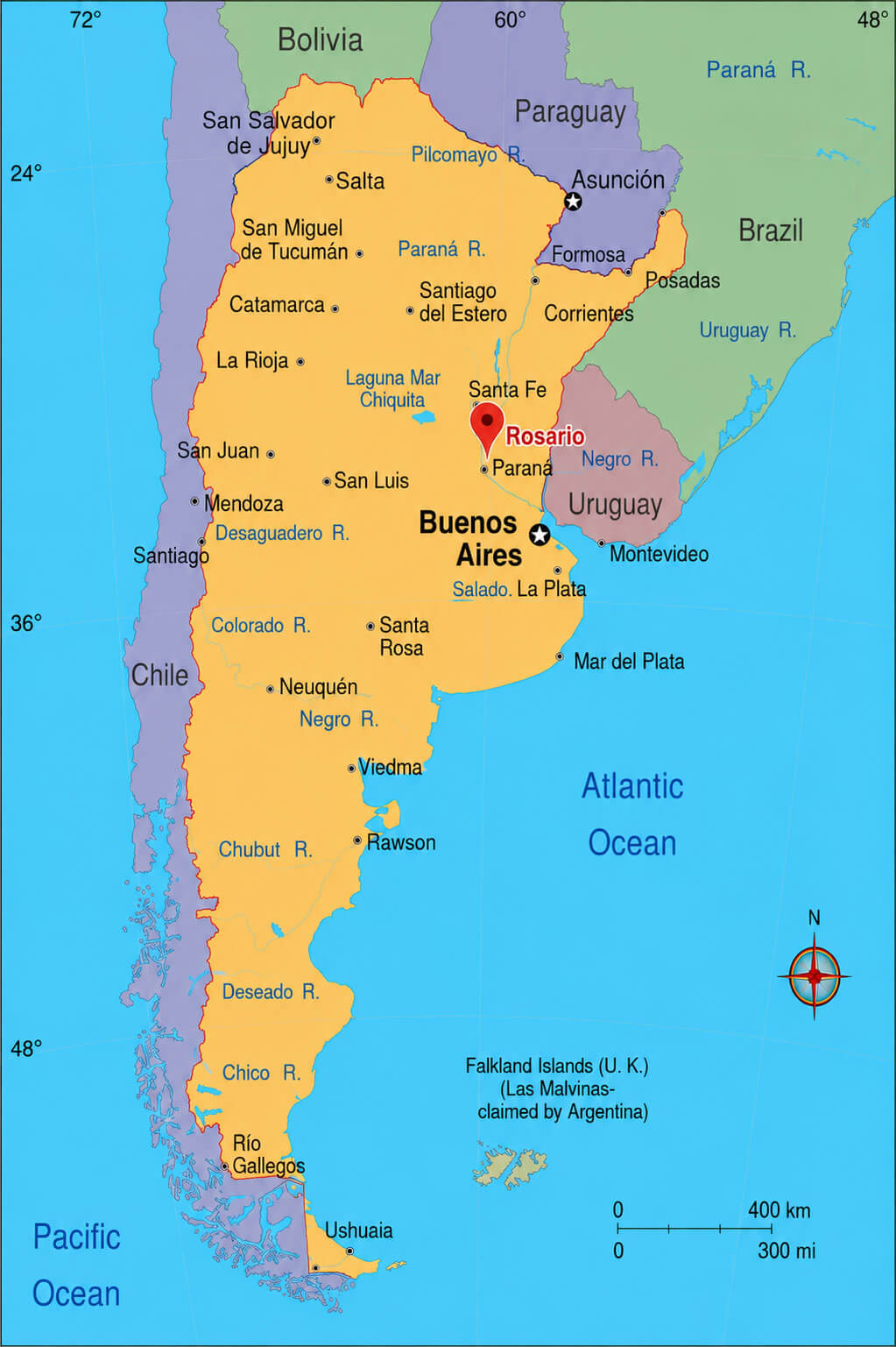 Argentina map with Rosario