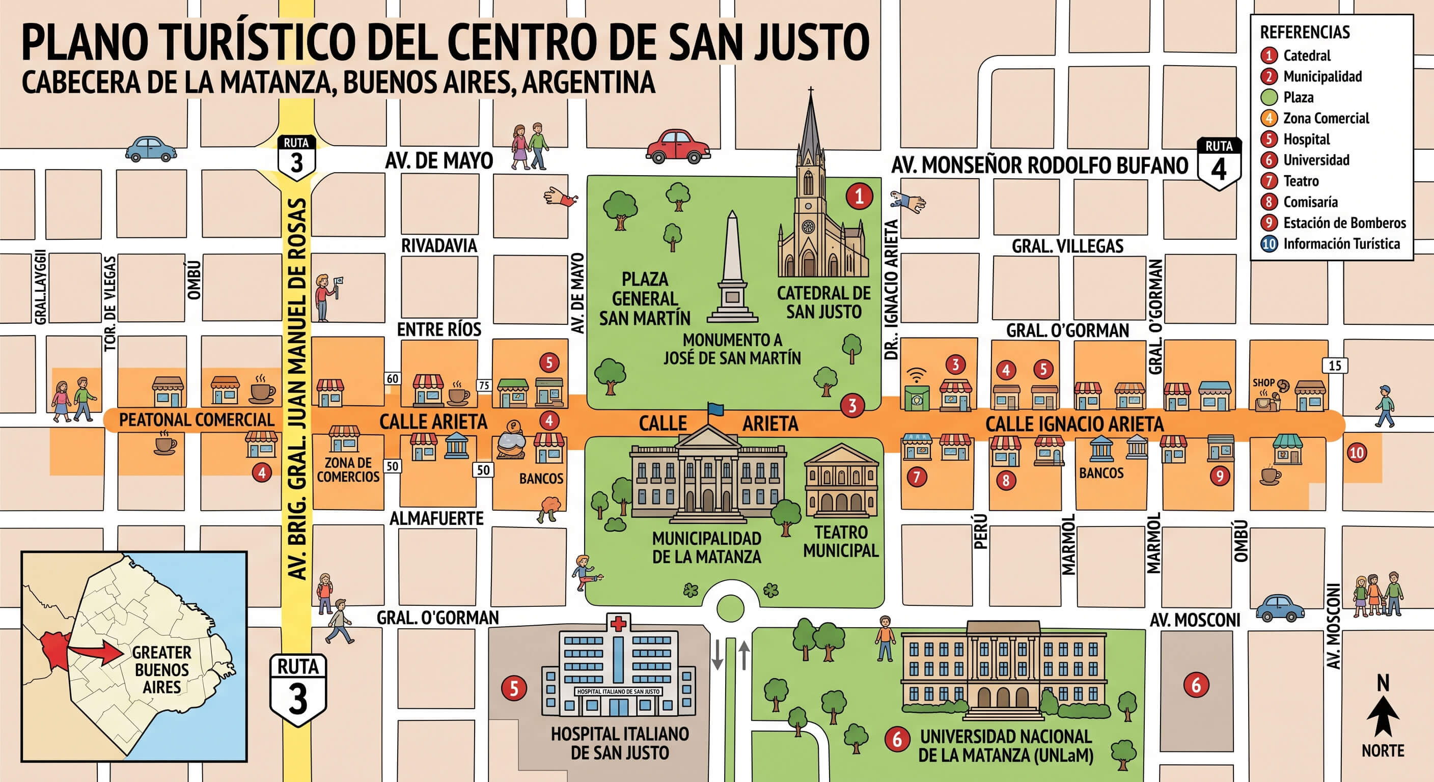 San Justo Argentina tourist map