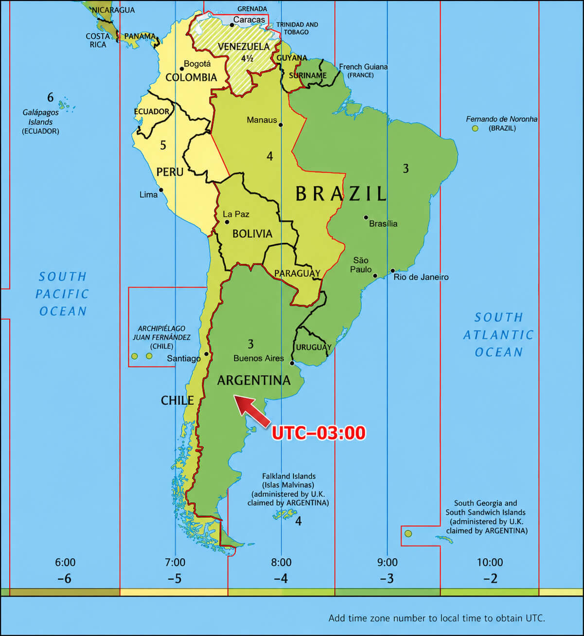 Argentina Time Zone Map 18 Argentina UTC minus three time zone map