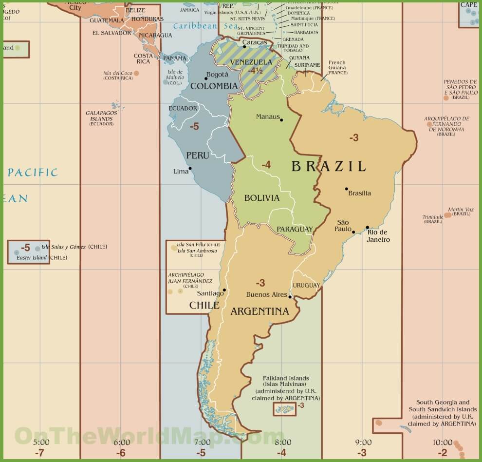 Brazil time zone map