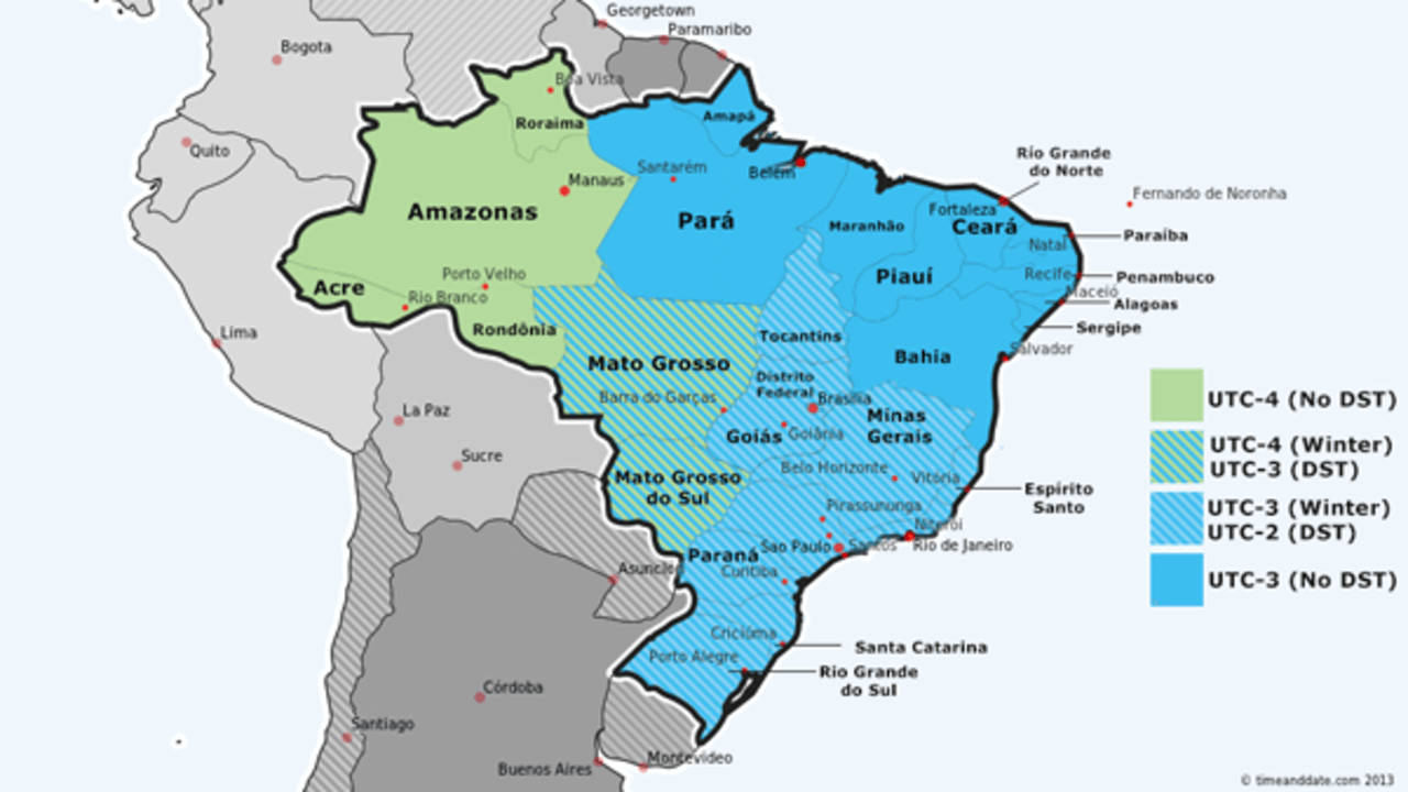 Brazil time zones utc with South America