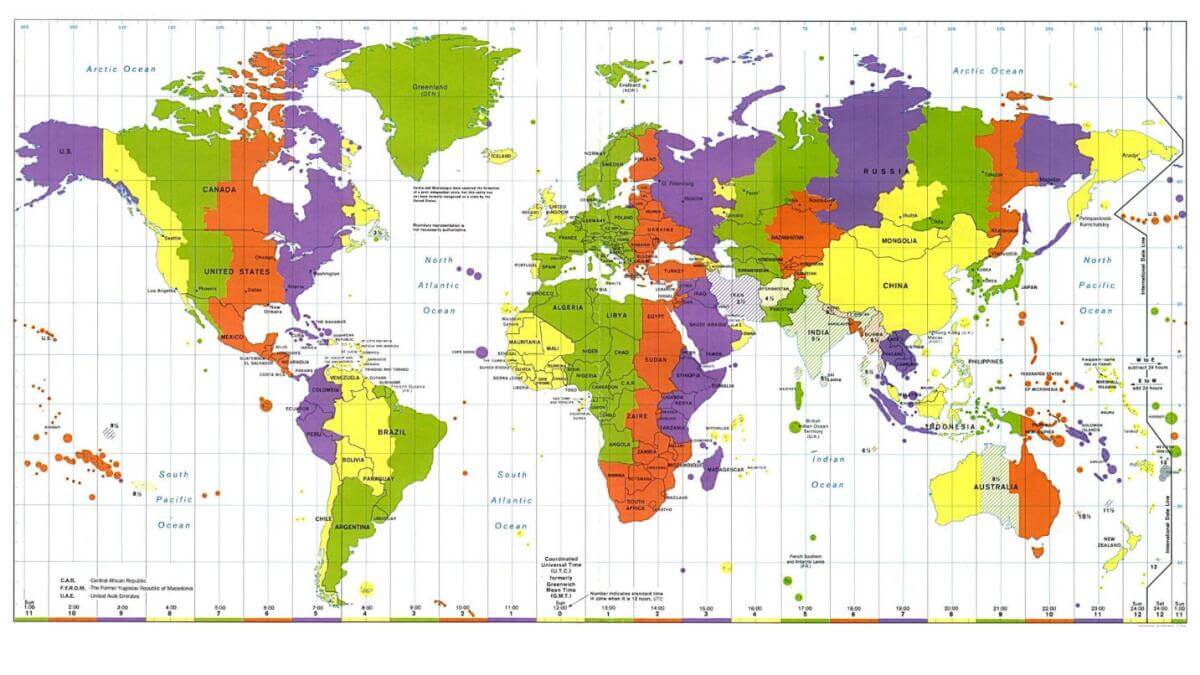 Time zone map of the World and Brazil