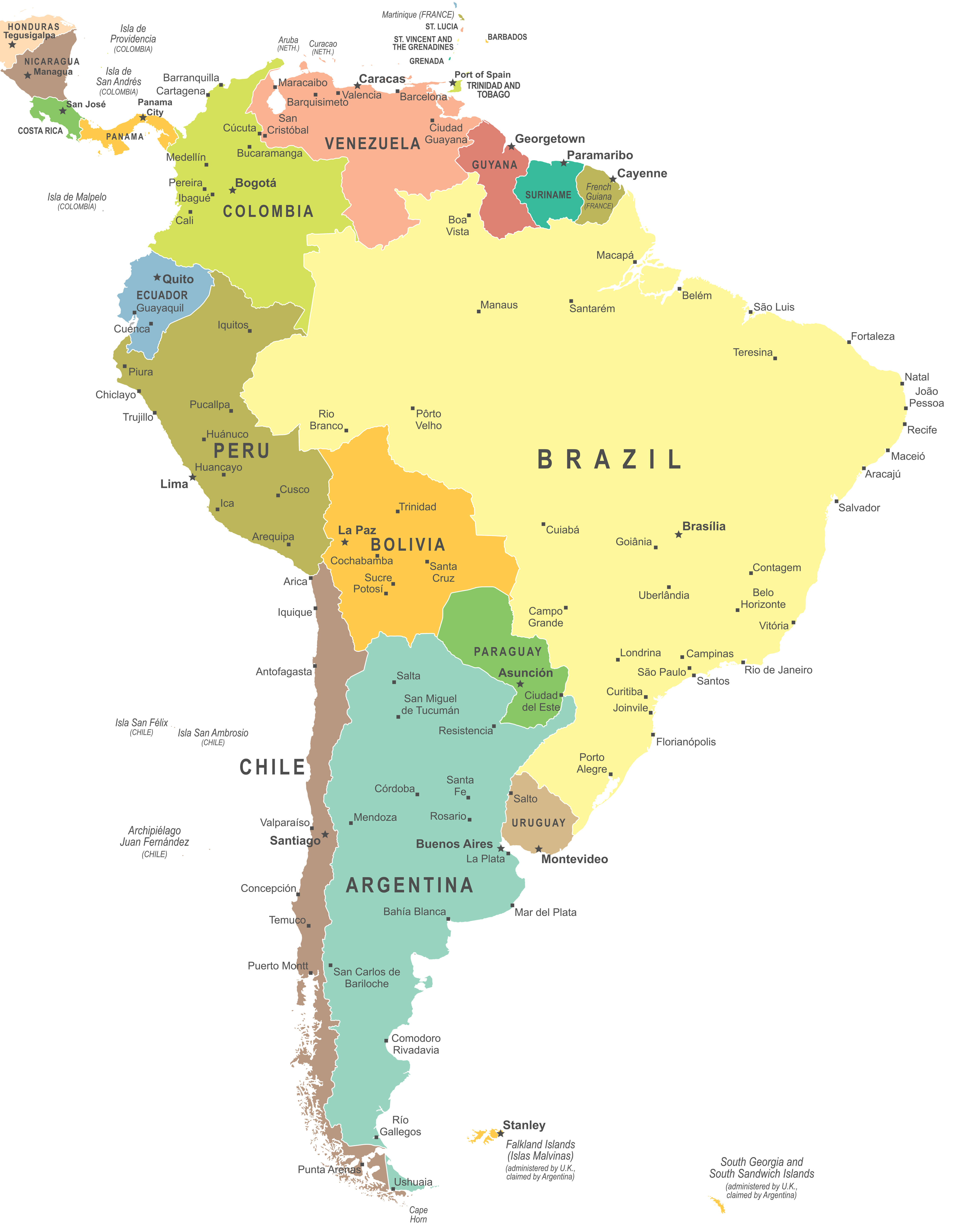Map of South America