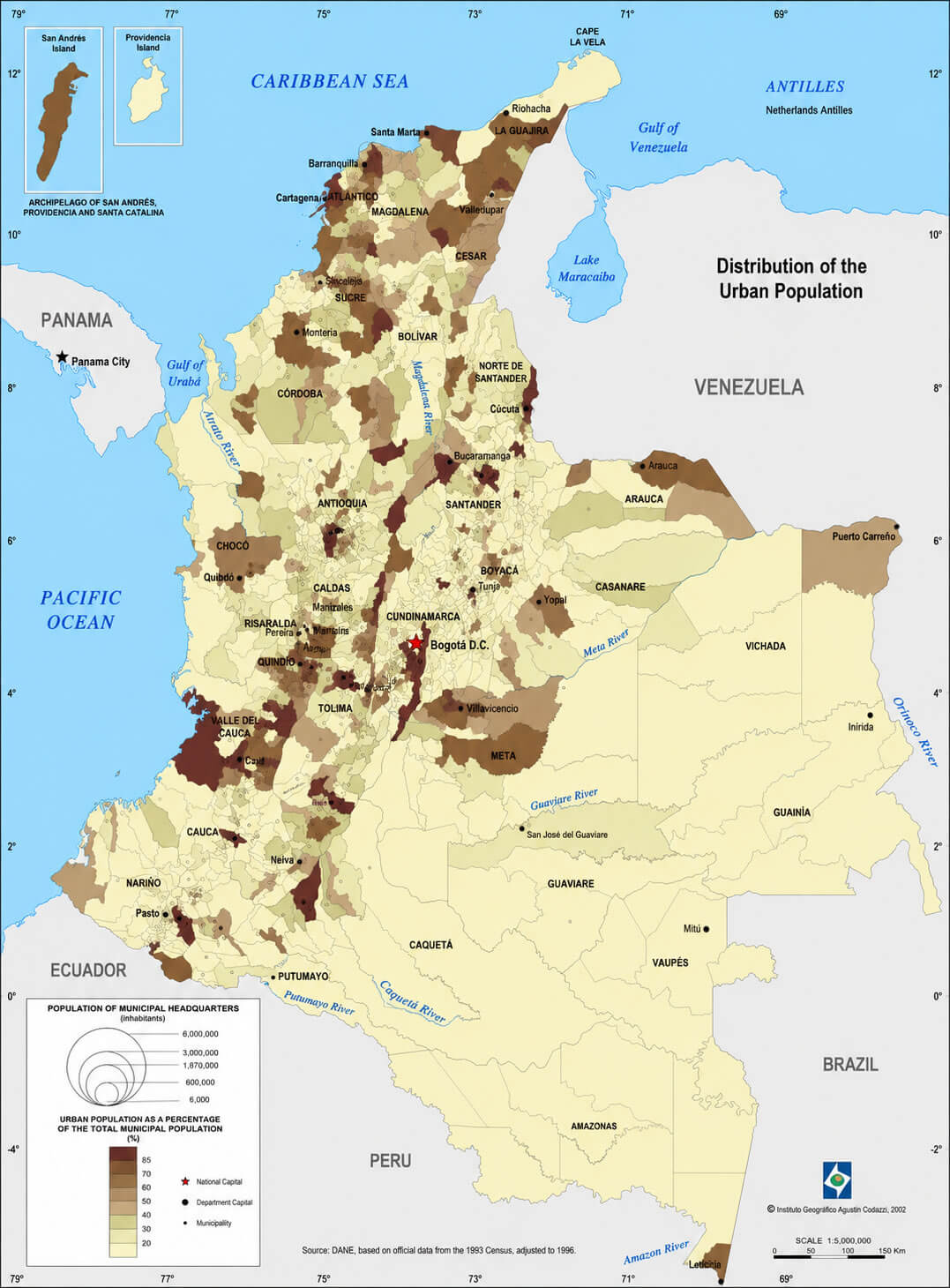 Colombia population map