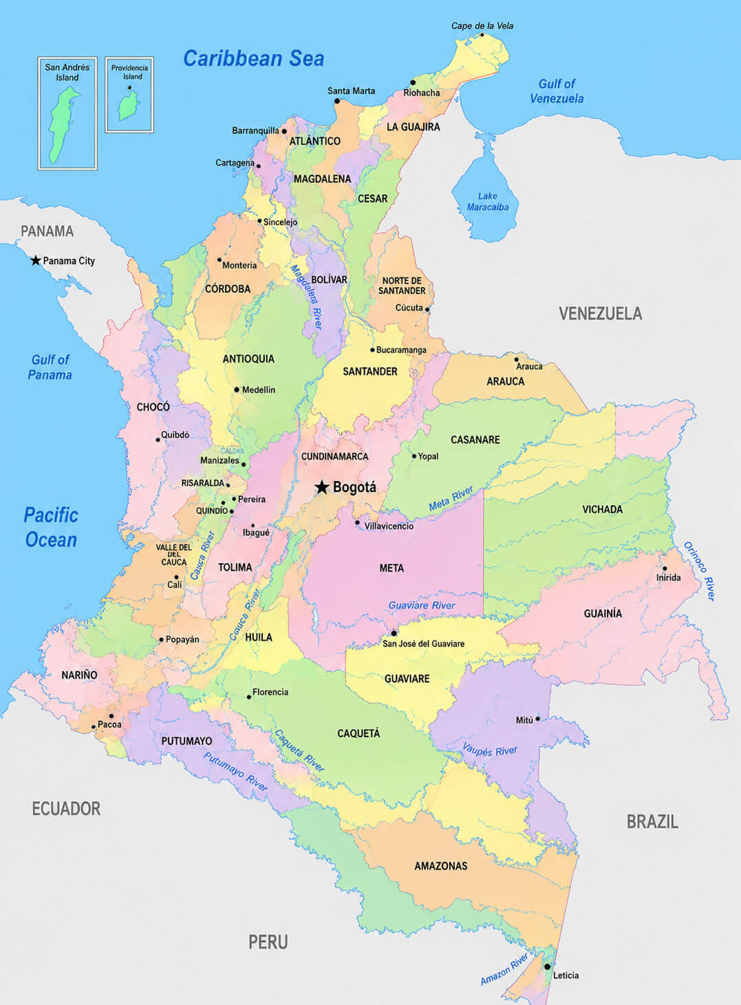 Colombia administrative divisions map