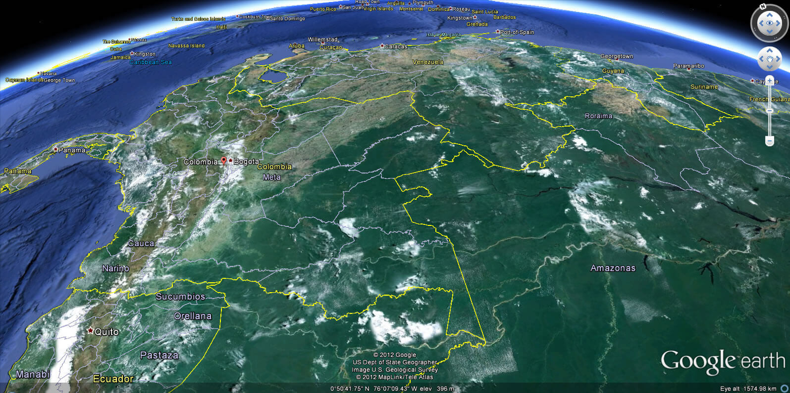Colombia Google Earth map