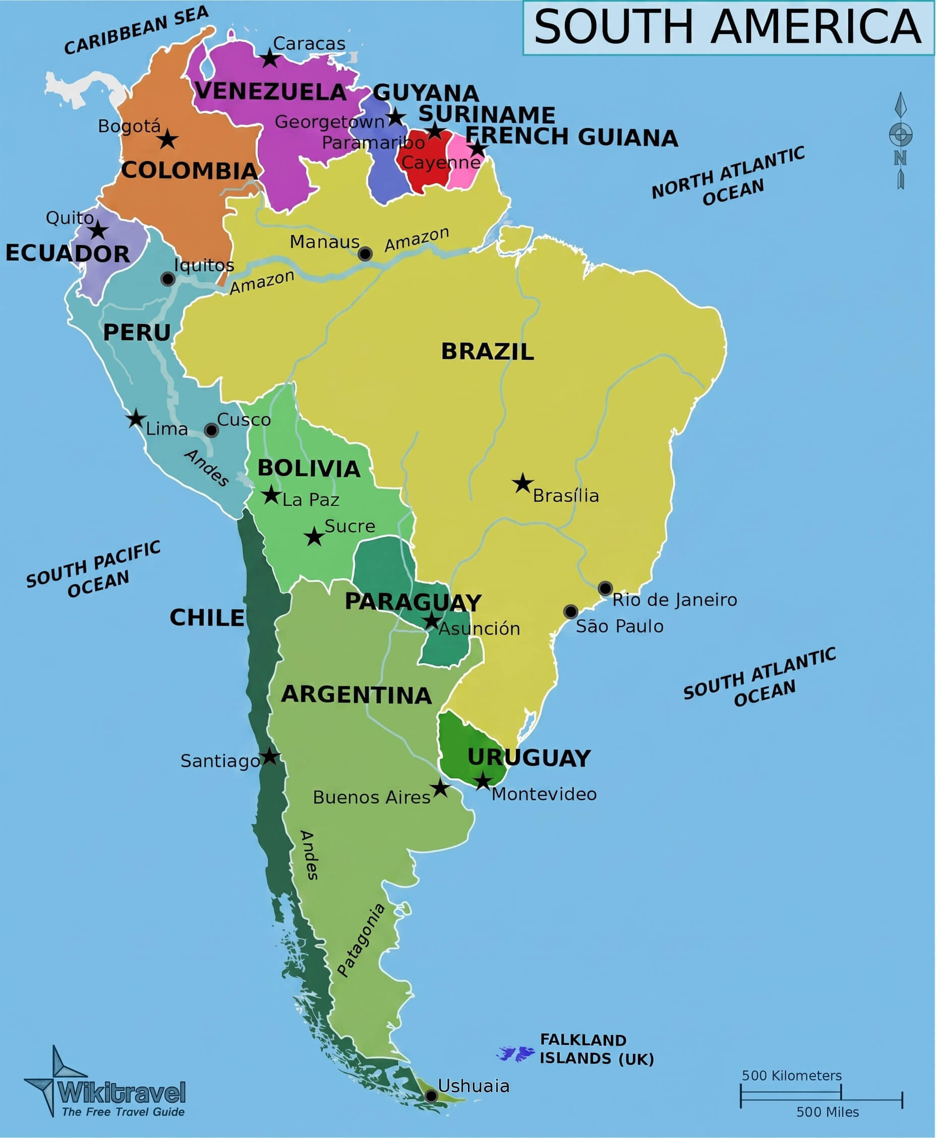 Colombia in South America map
