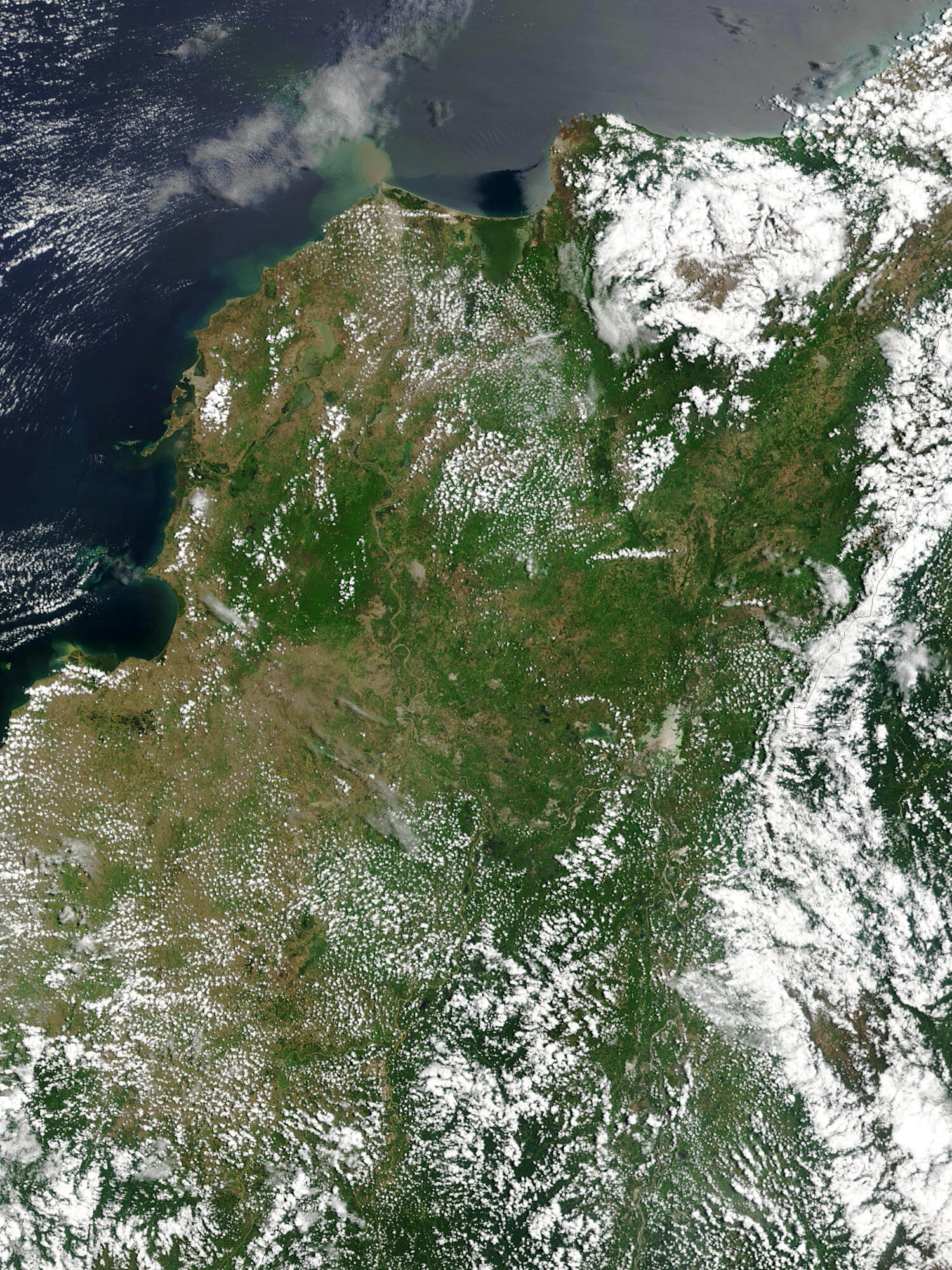 Colombia satellite map