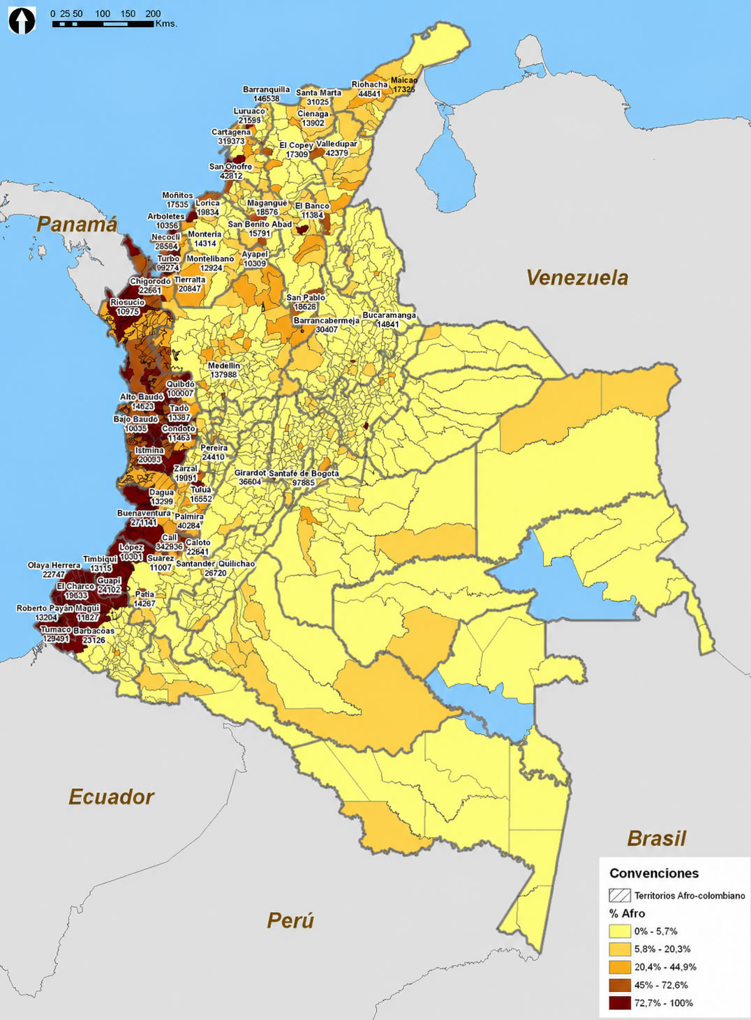 Colombia elevation map