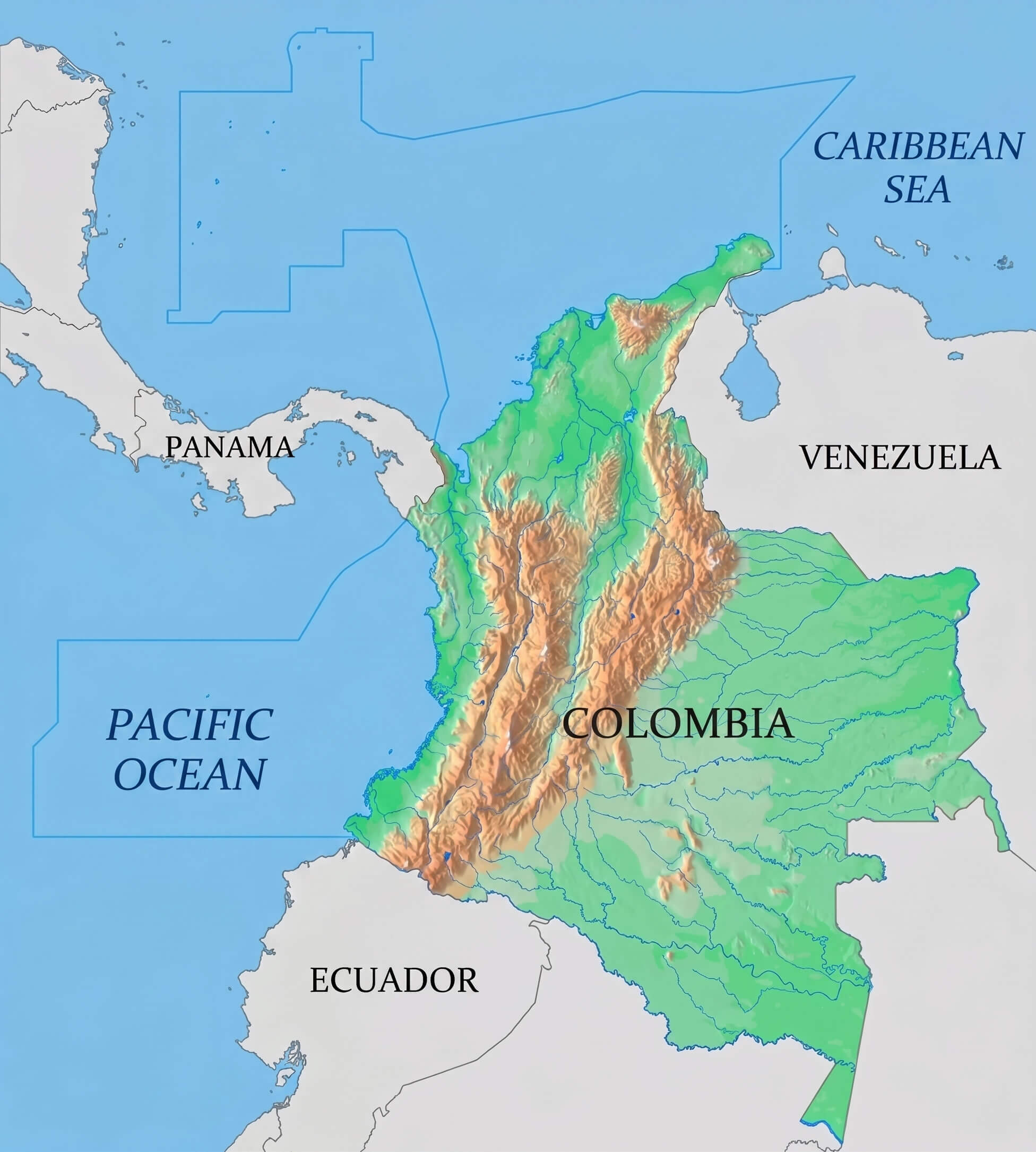 Colombia relief map