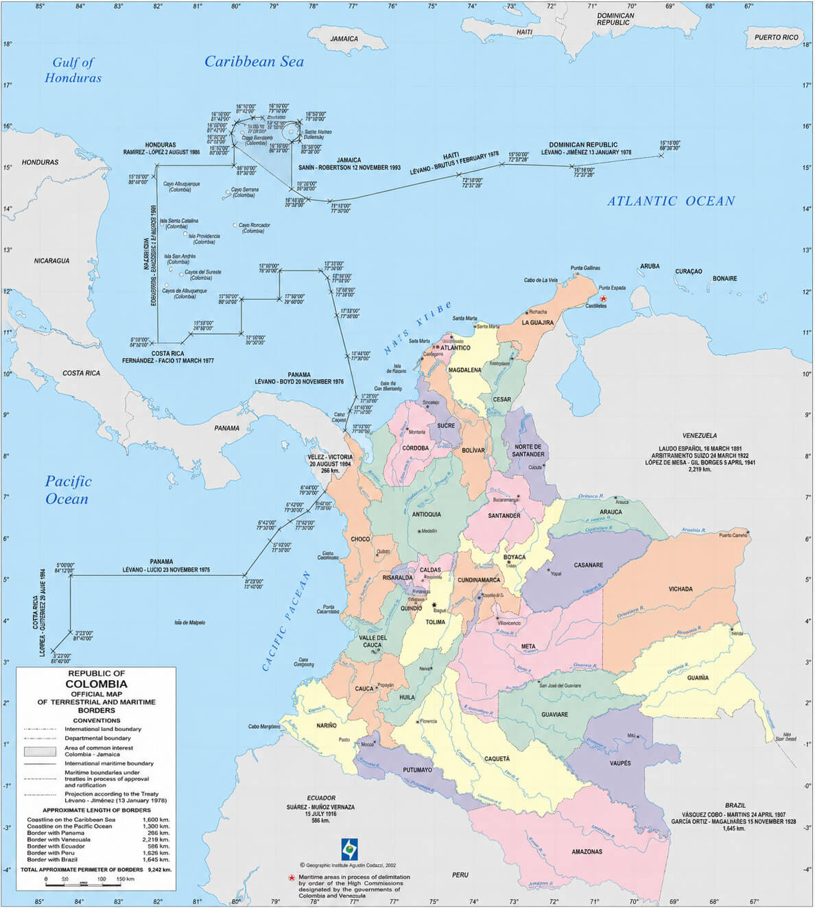 Political map of Colombia