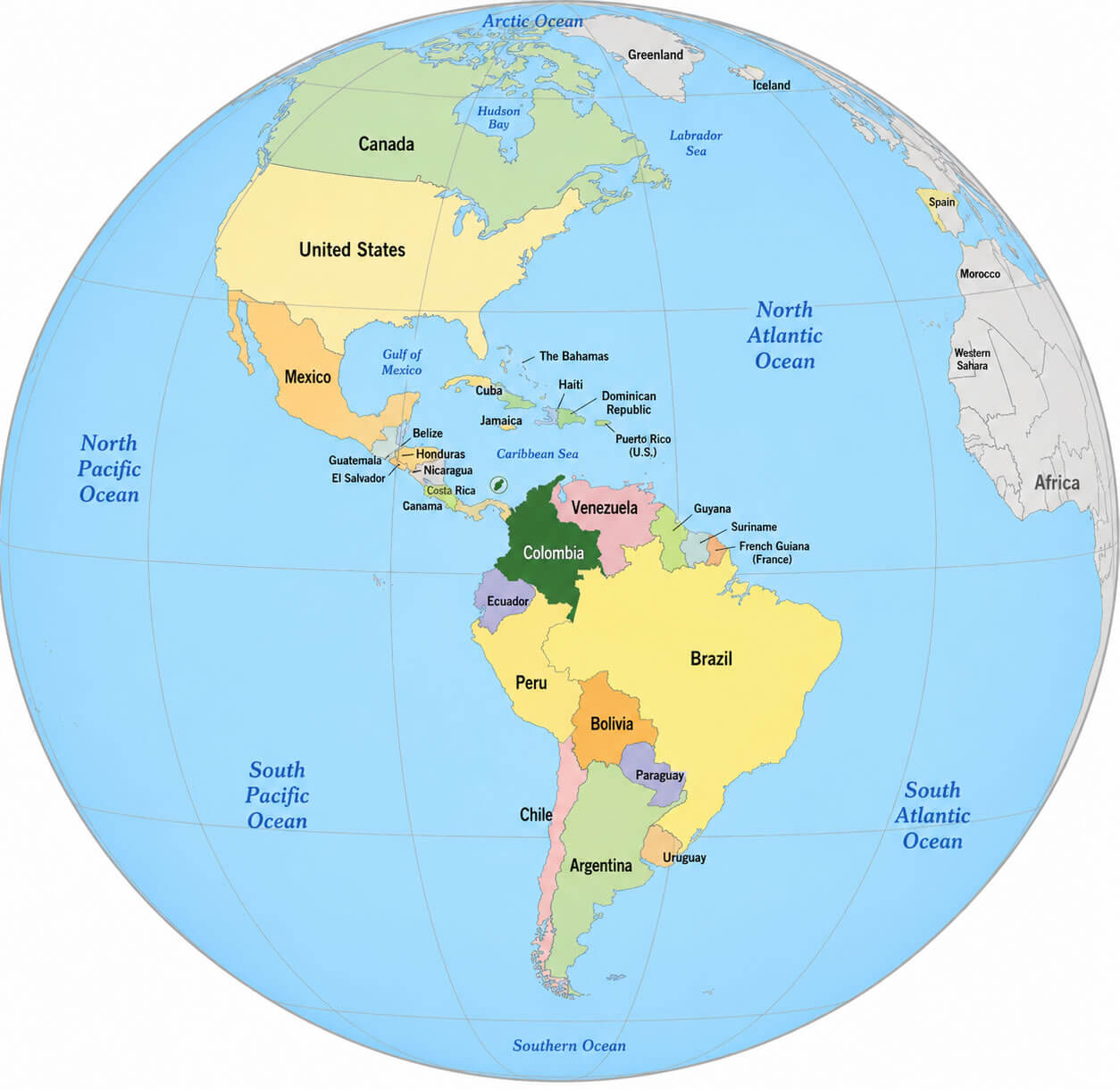 Colombia topographic map