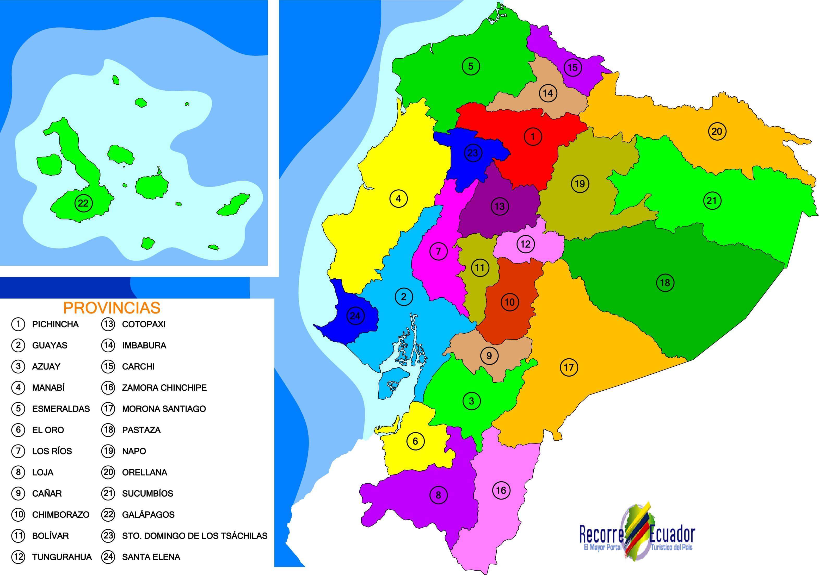 Ecuador cities provinces map