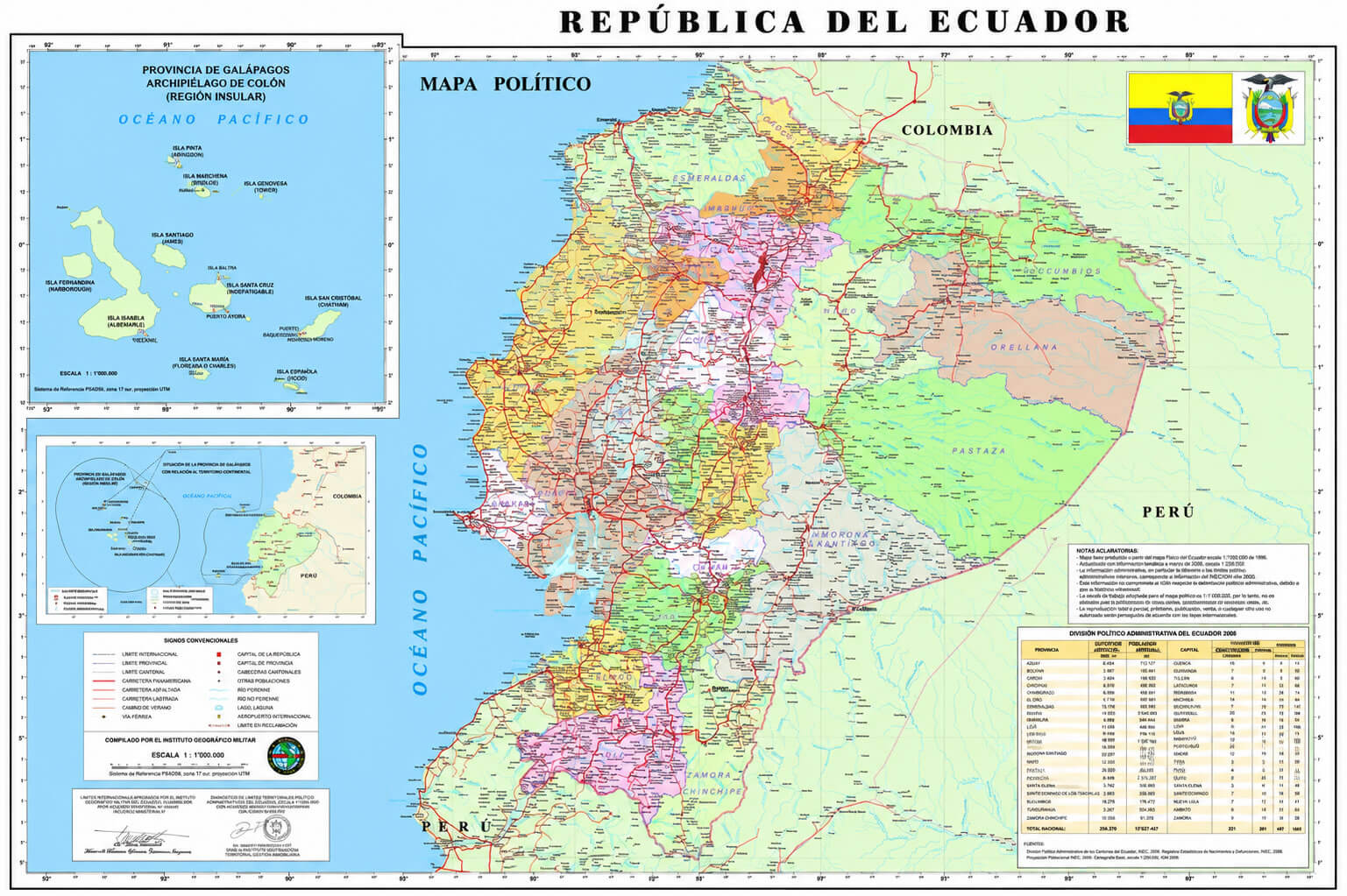 Ecuador detailed political map
