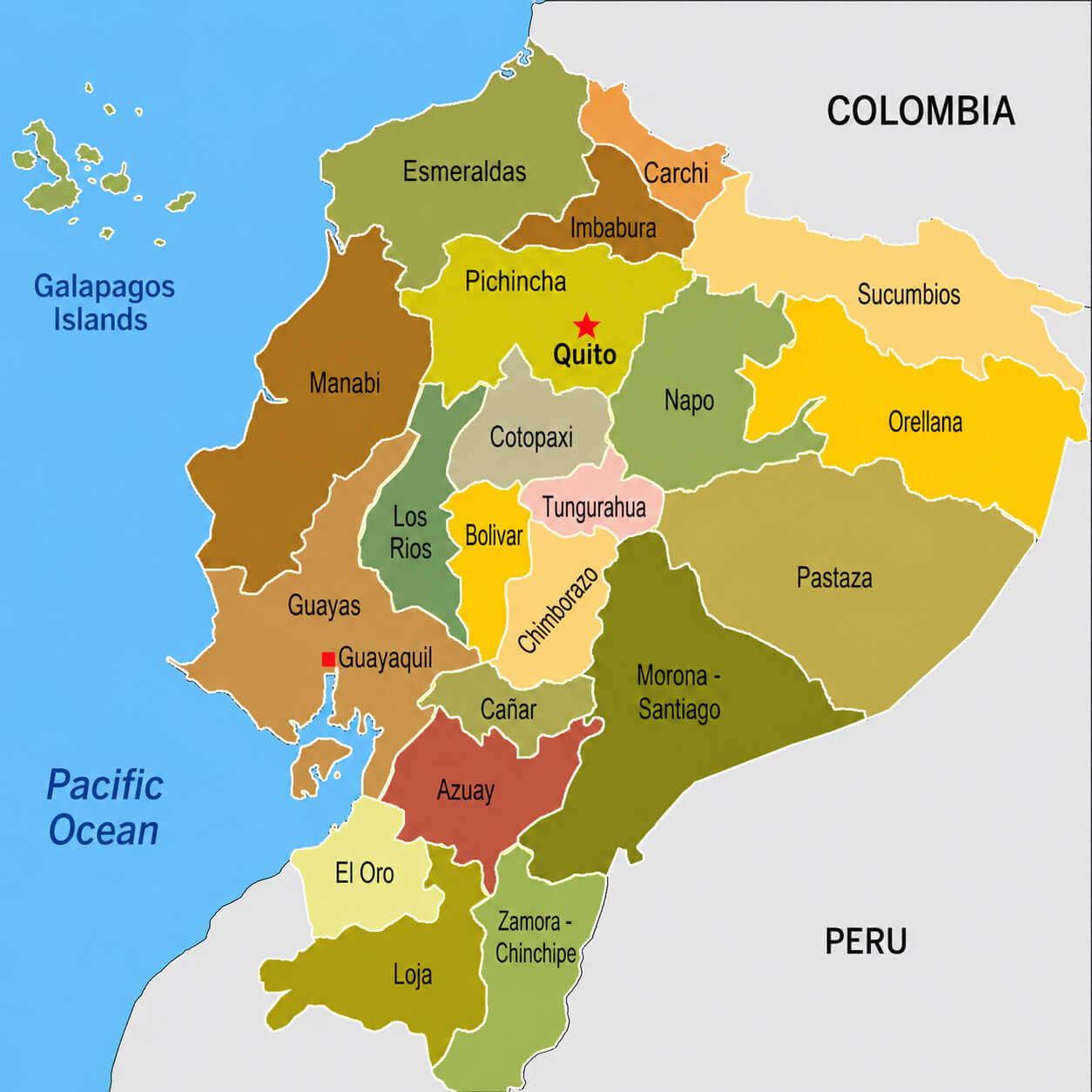 Ecuador regions map