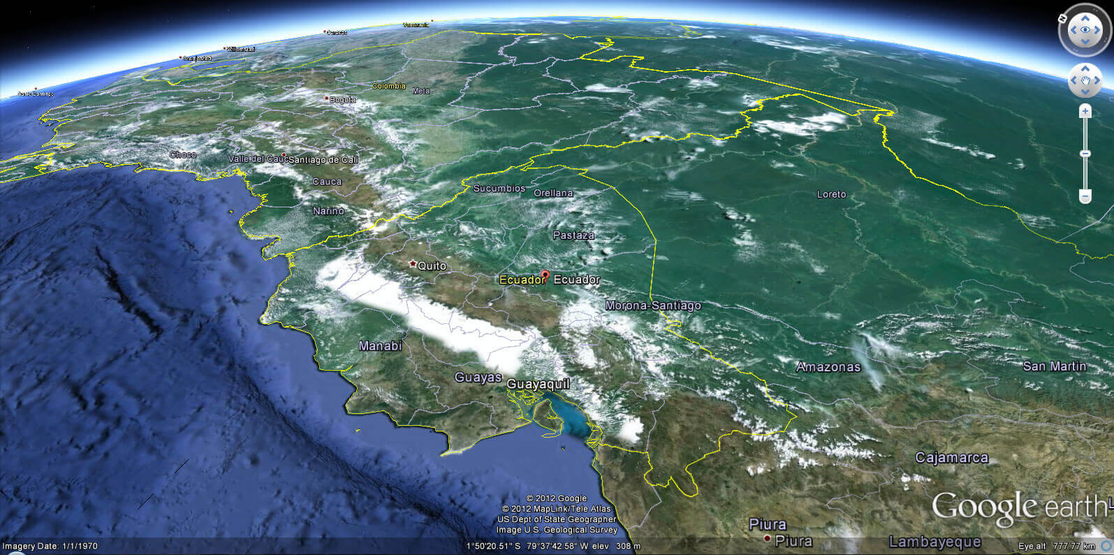 Ecuador Physical Map 16 Ecuador Google Earth map