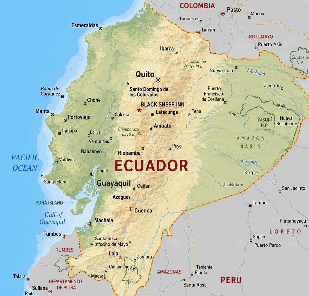 Ecuador physical map