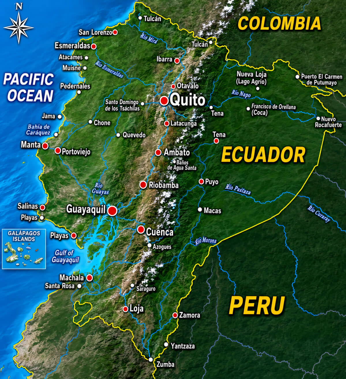 Ecuador satellite map