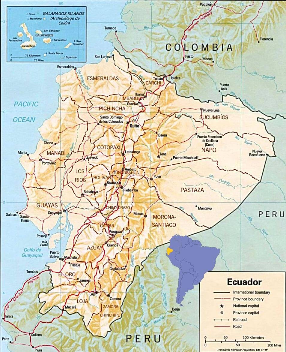 Ecuador topographic map