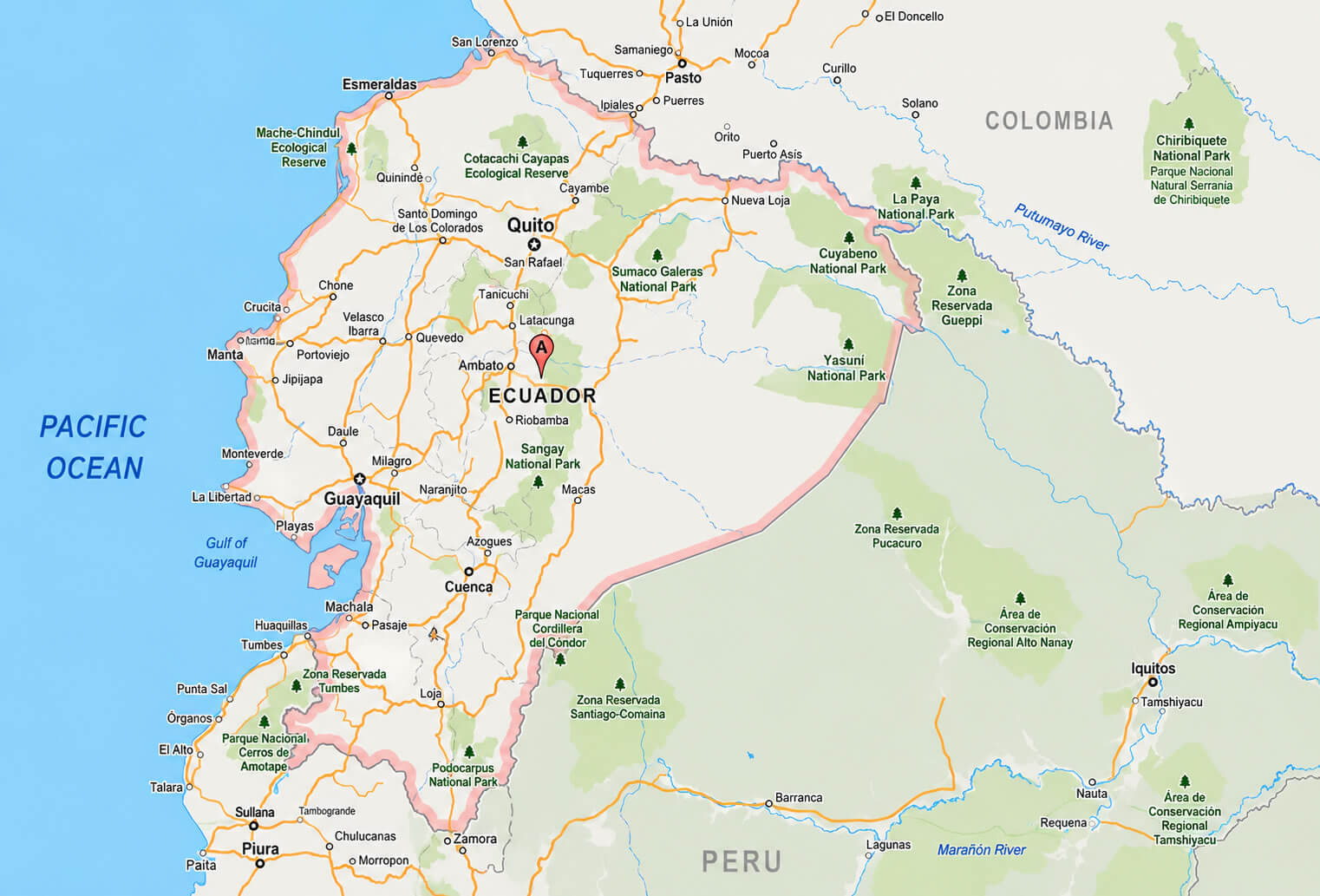 Ecuador transportation map