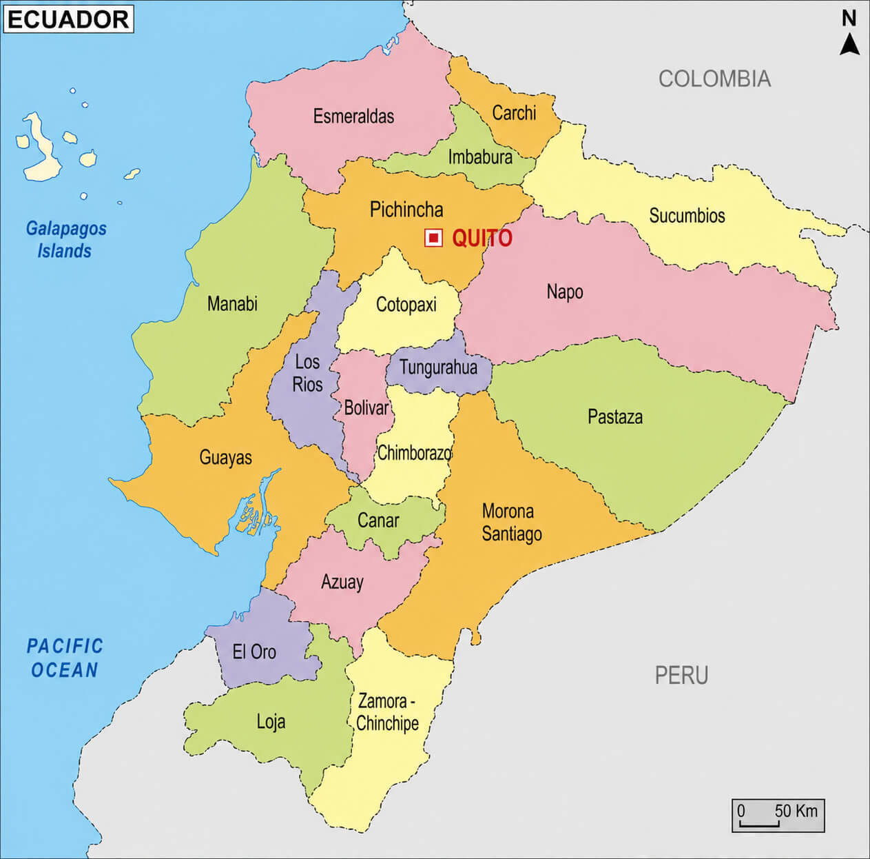 Ecuador administrative regions map