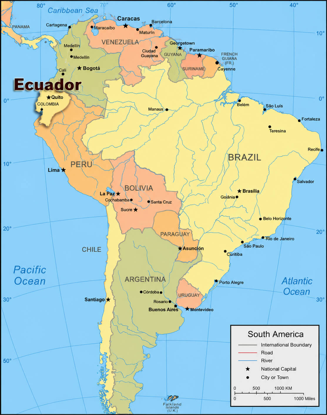 Ecuador in South America map